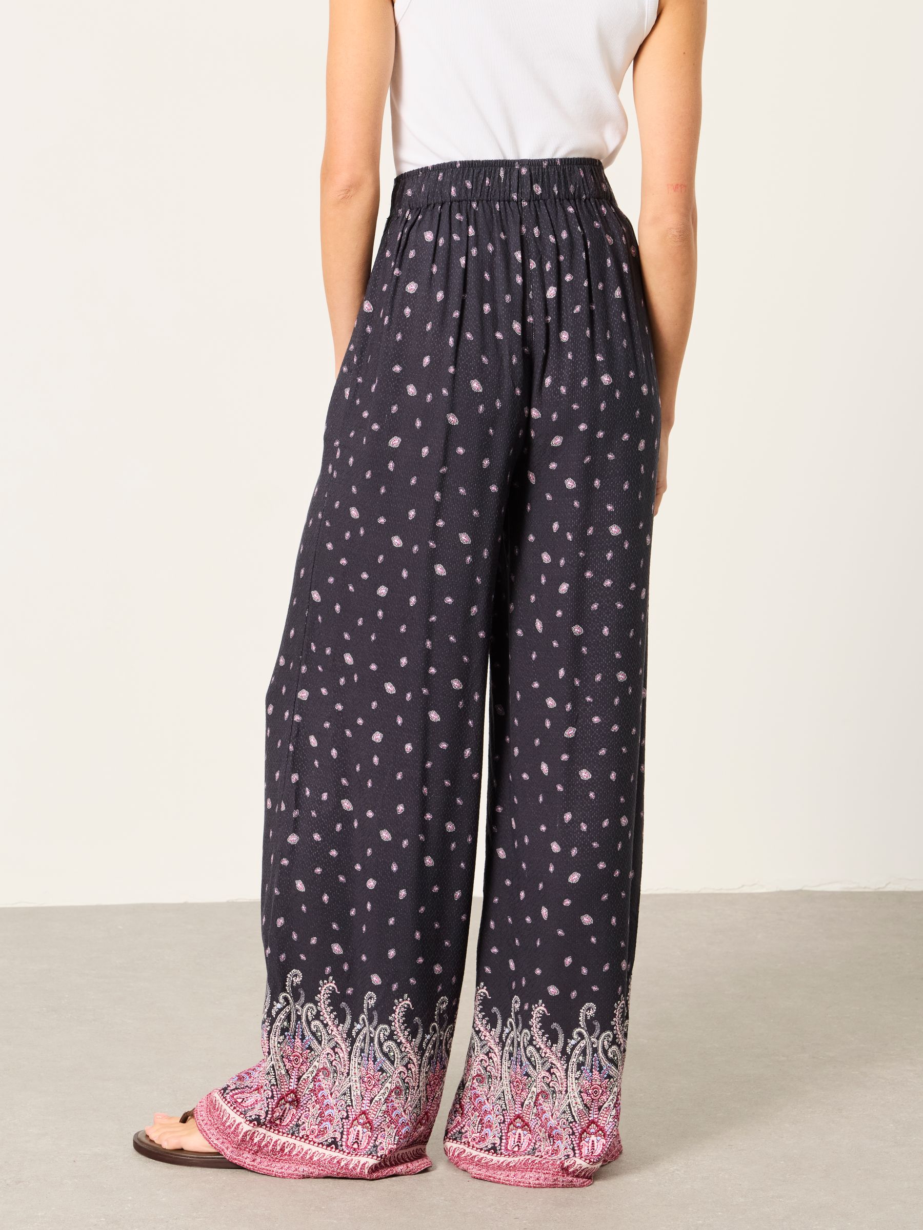 Zelda Black Paisley Palazzo Trousers - Image 2 of 7