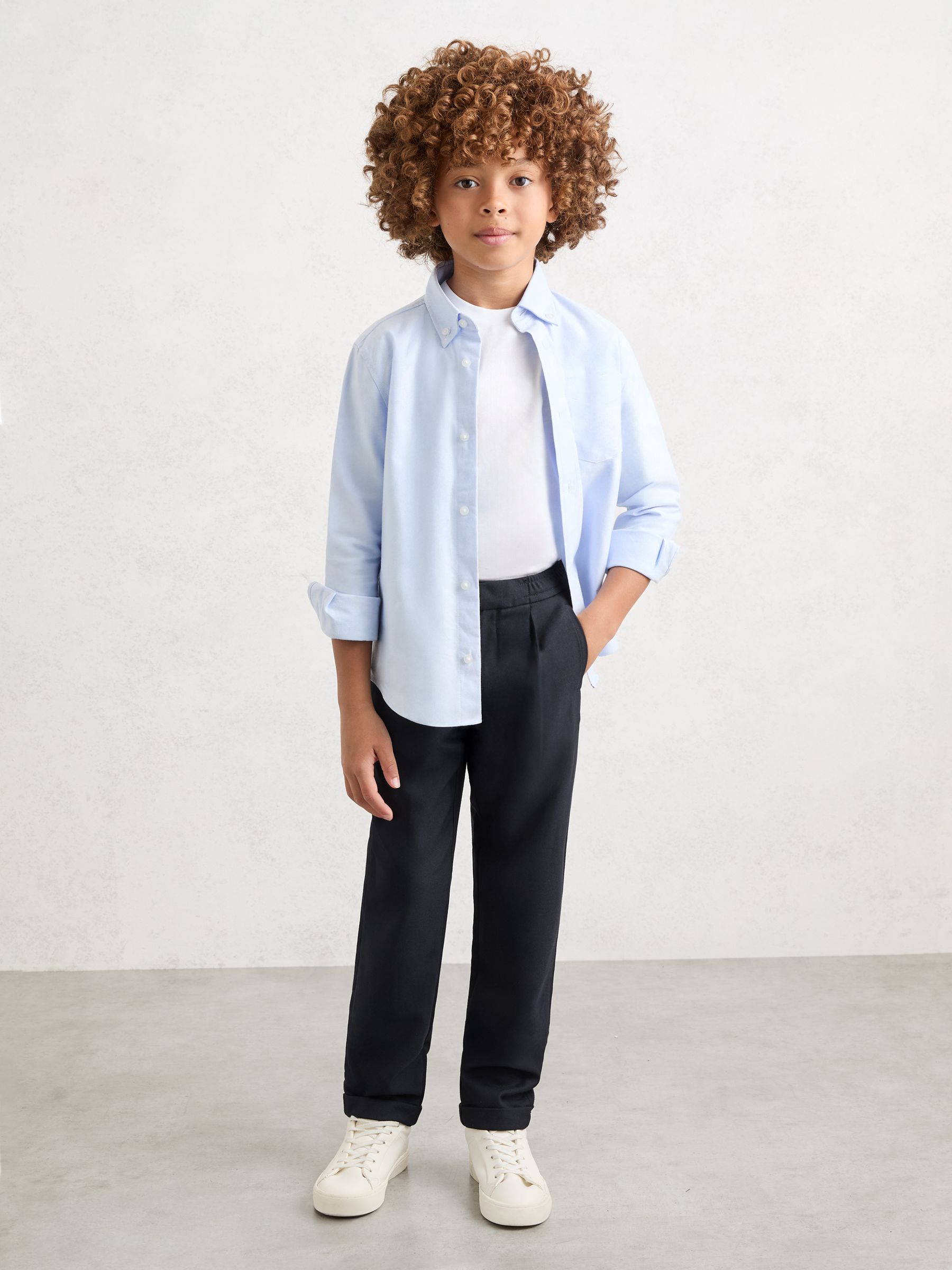 Slim-Fit Pleated Trousers in Navy - Image 1 of 6