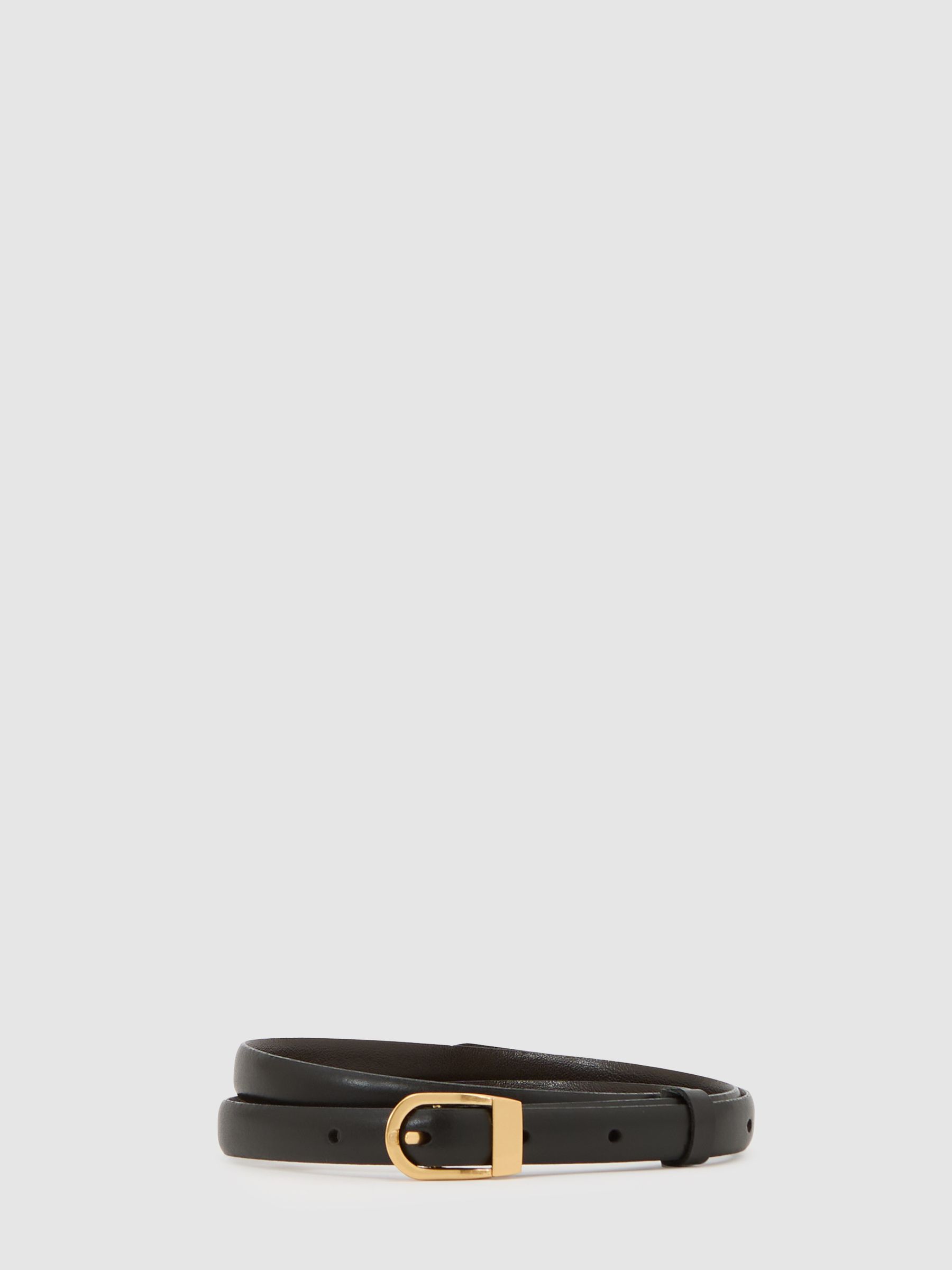 Leather Mini-Buckle Belt in Black - image 3
