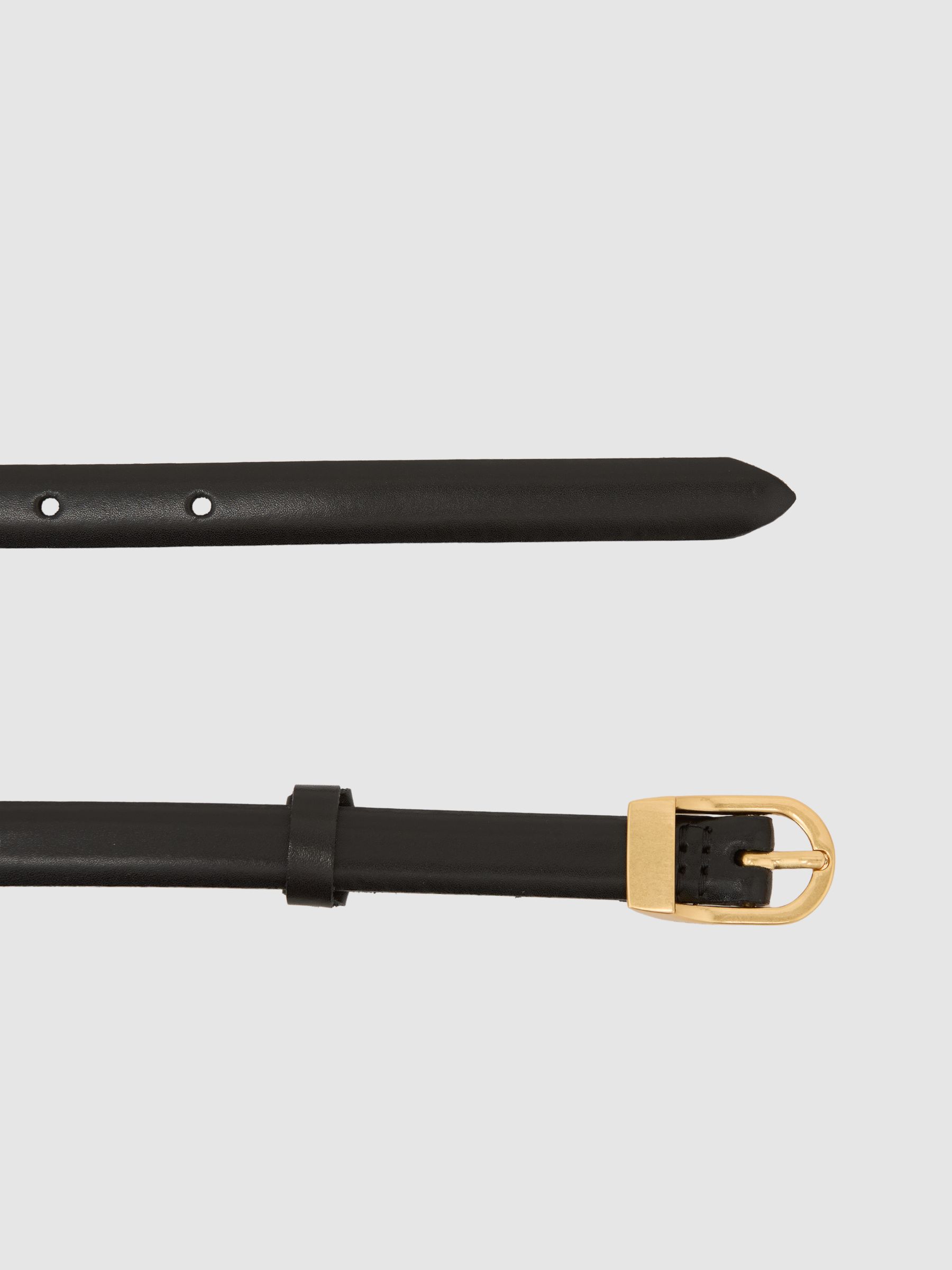 Leather Mini-Buckle Belt in Black
