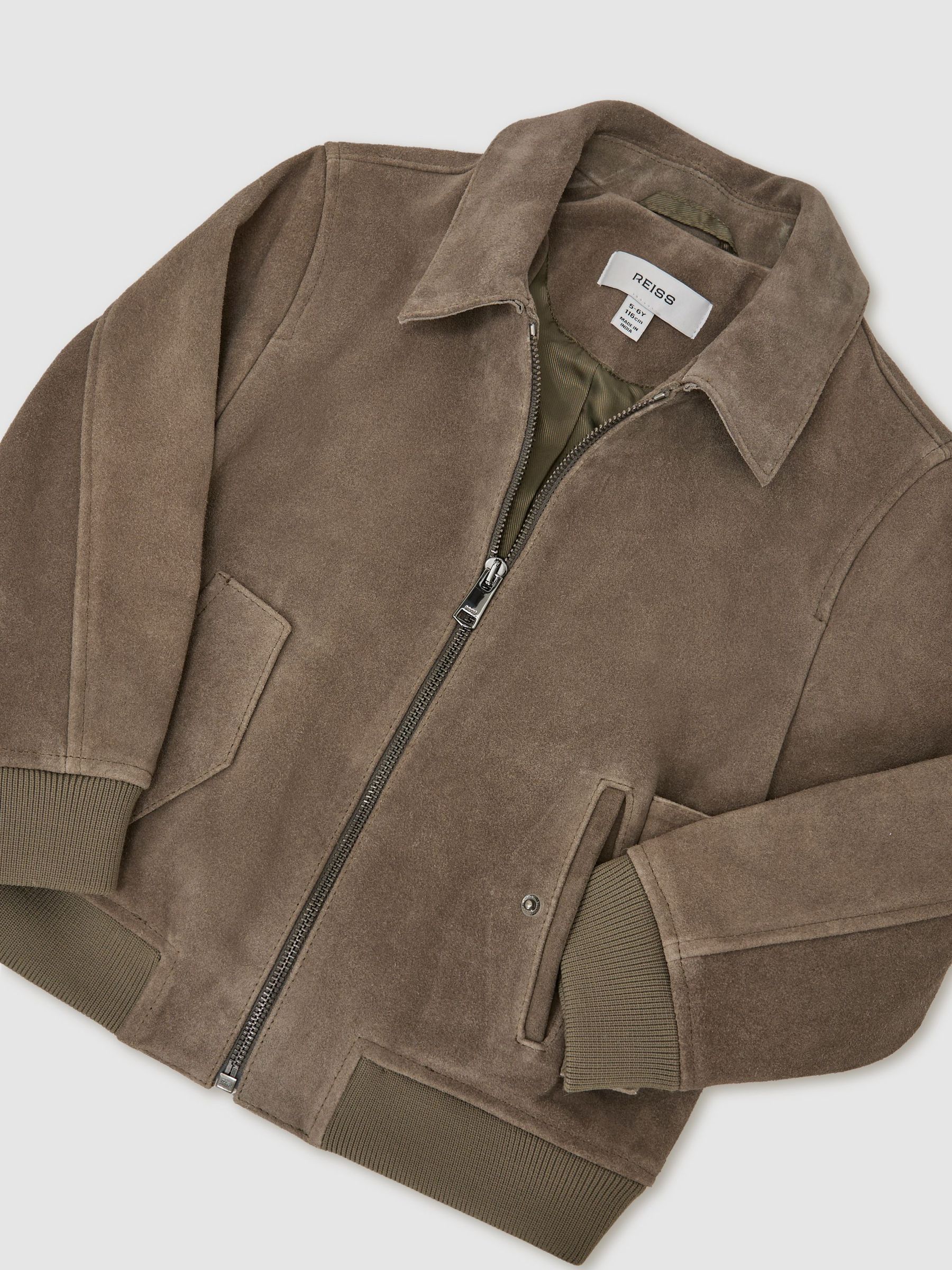 3-9 yrs Suede Zip-Through Jacket in Green - Image 3 of 3