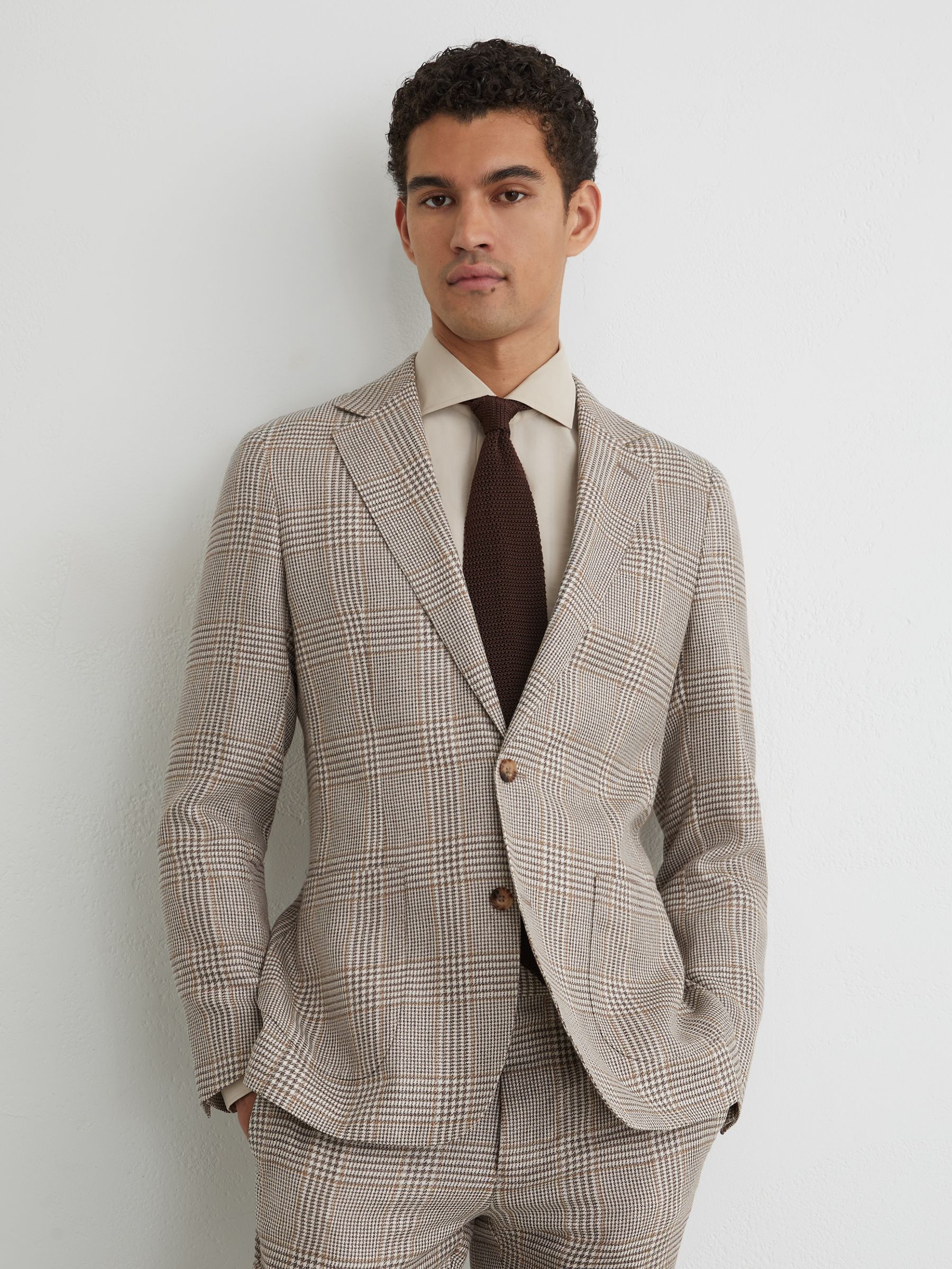 Suit Jacket in Oatmeal Brown - Image 1 of 5