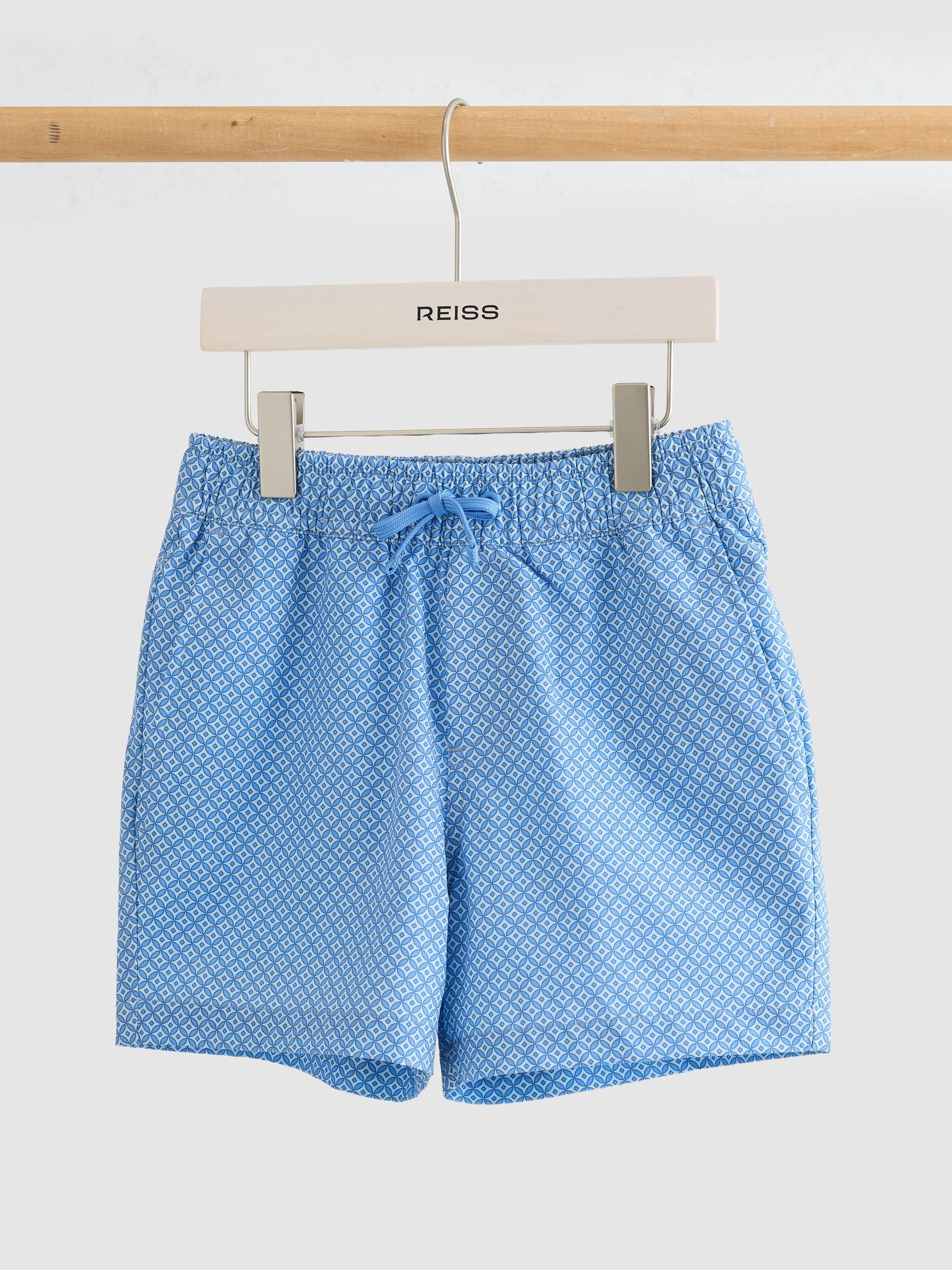 3-9 yrs Printed Drawstring Swim Shorts in Blue - Image 2 of 3 3-9 yrs Printed Drawstring Swim Shorts in Blue - Image 2 of 3