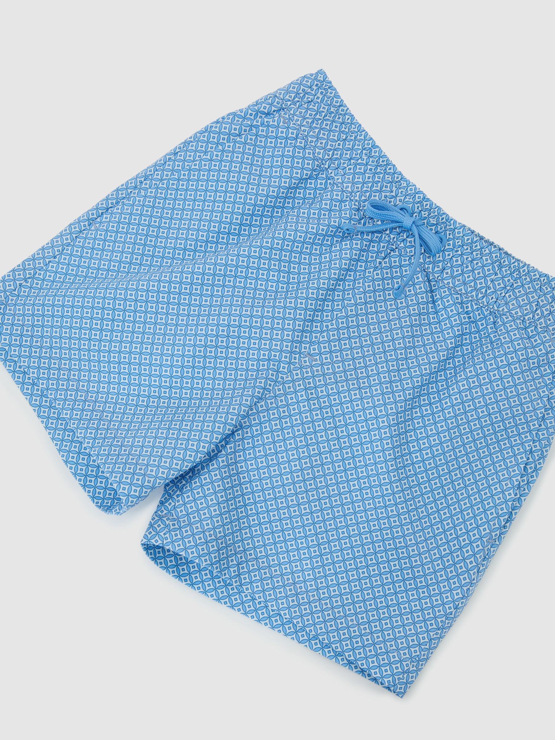 3-9 yrs Printed Drawstring Swim Shorts in Blue - Image 3 of 3