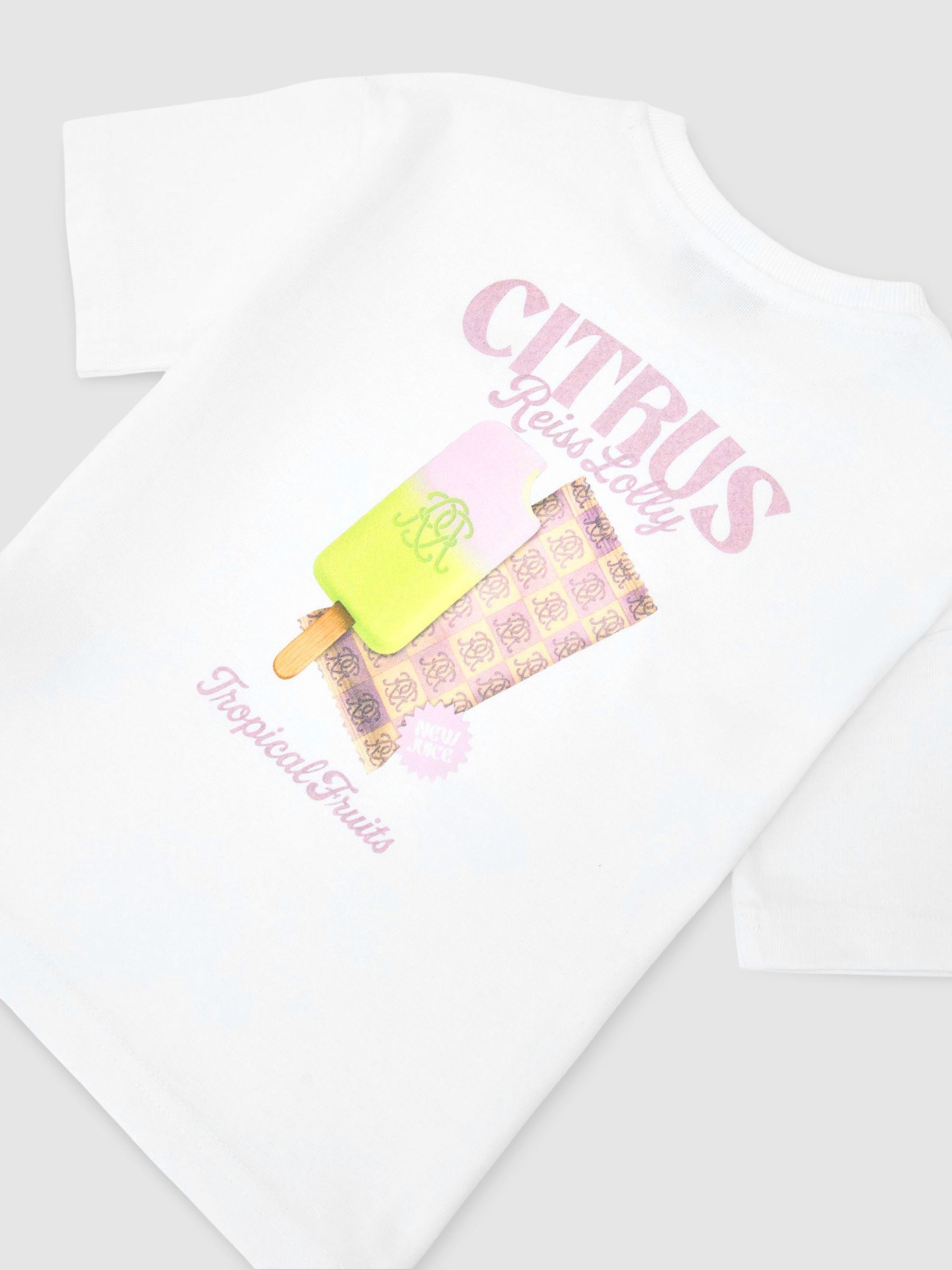 3-9 yrs Cotton Ice Lolly-Print T-Shirt in Optic White - Image 3 of 3