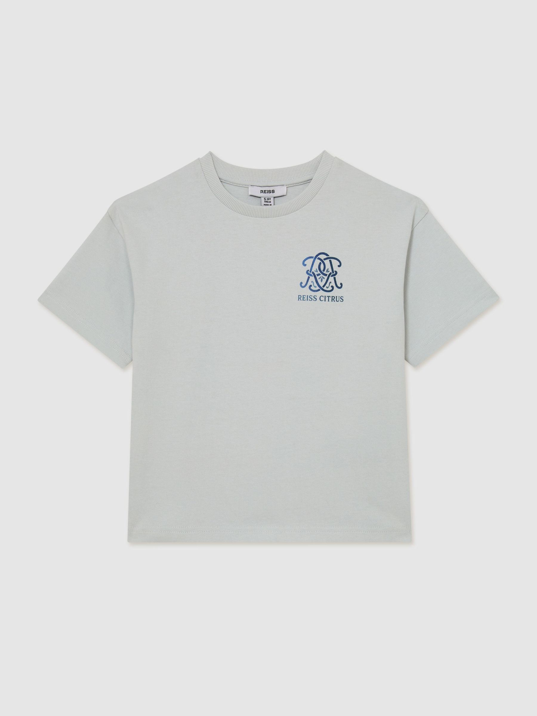 Monogram Citrus-Print Relaxed T-Shirt in Pale Blue - Image 1 of 3