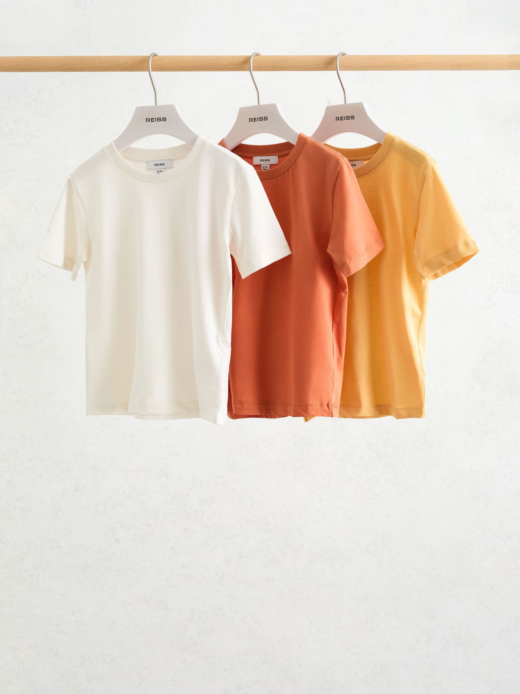 3 Pack T-Shirts in Yellow/Orange/Off White - Image 1 of 3