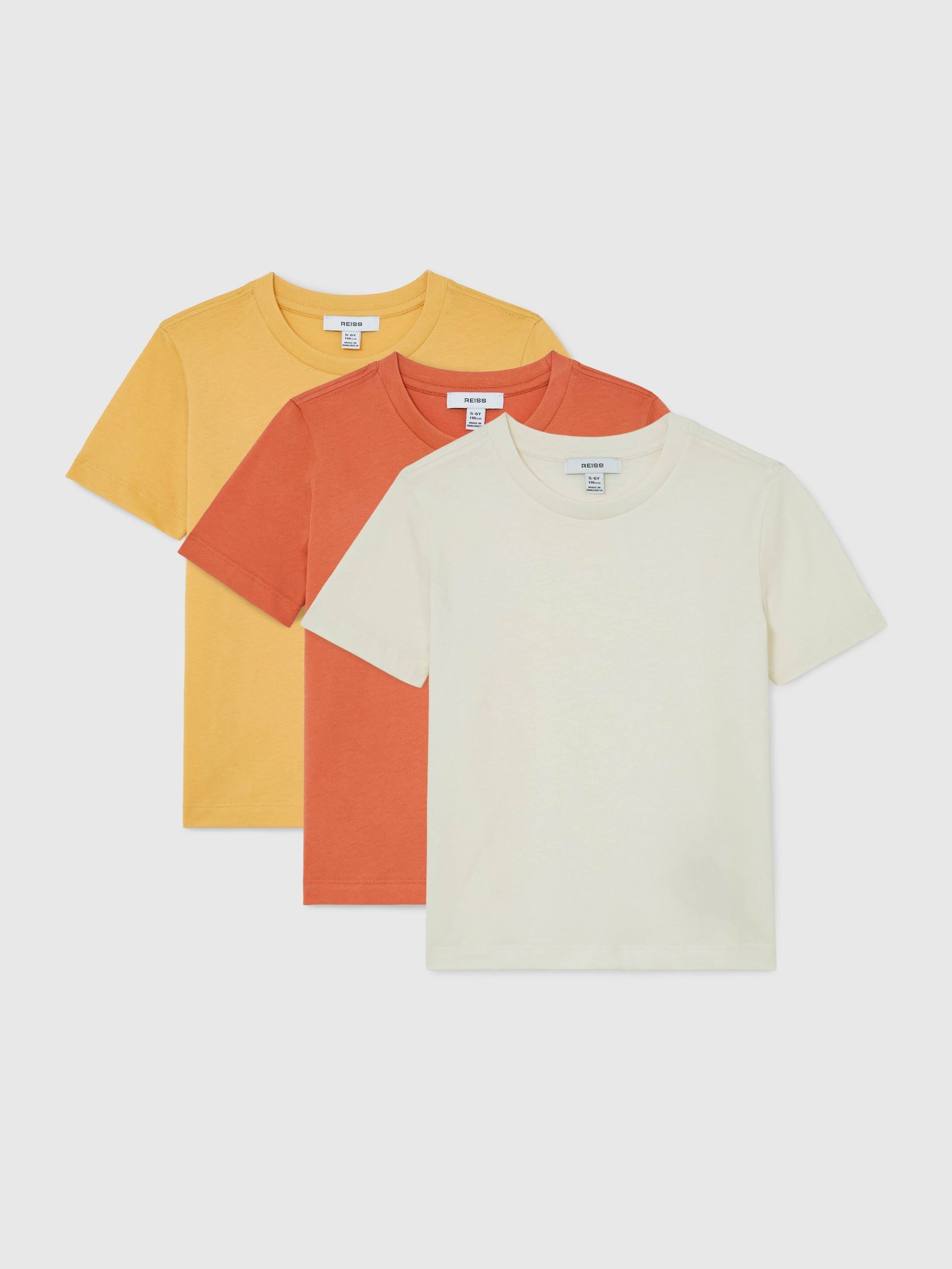 3 Pack T-Shirts in Yellow/Orange/Off White - Image 2 of 3 3 Pack T-Shirts in Yellow/Orange/Off White - Image 2 of 3