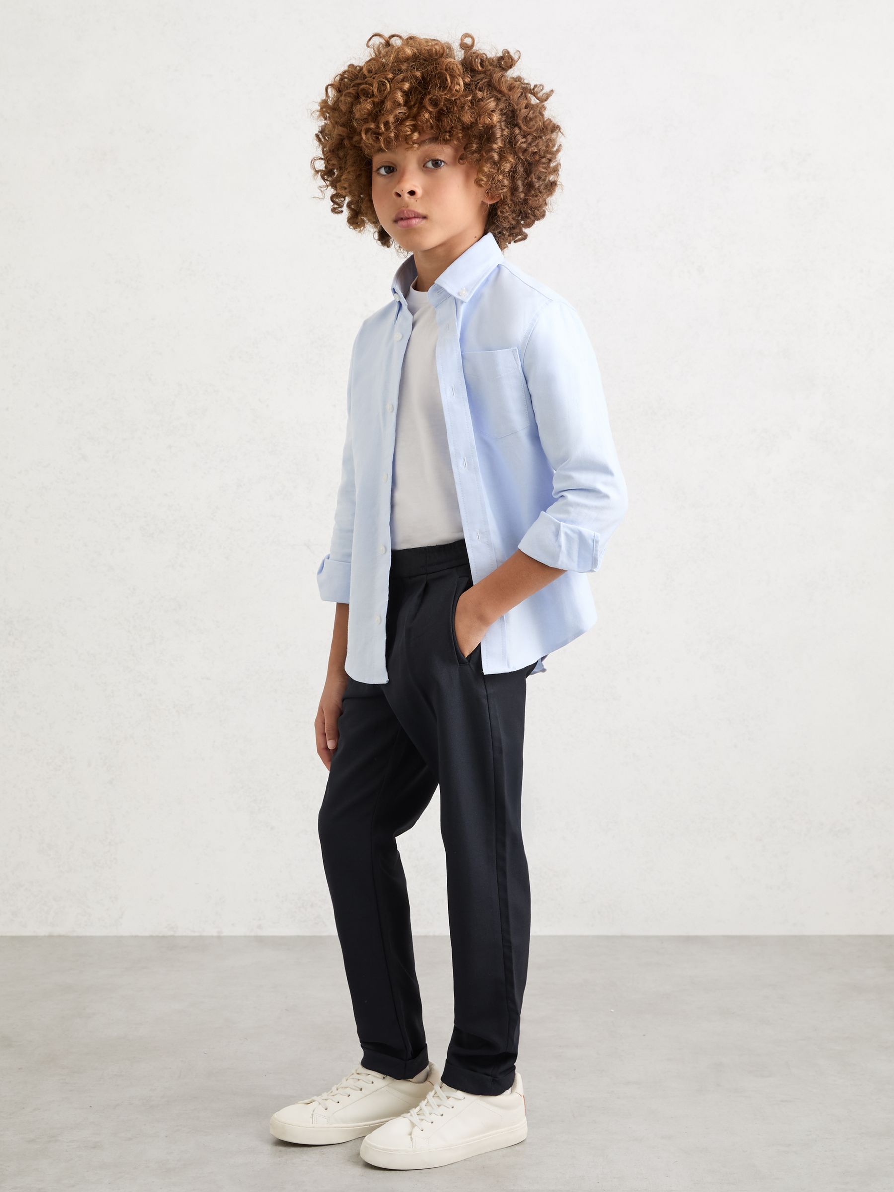 Slim-Fit Pleated Trouser in Navy - Image 3 of 6