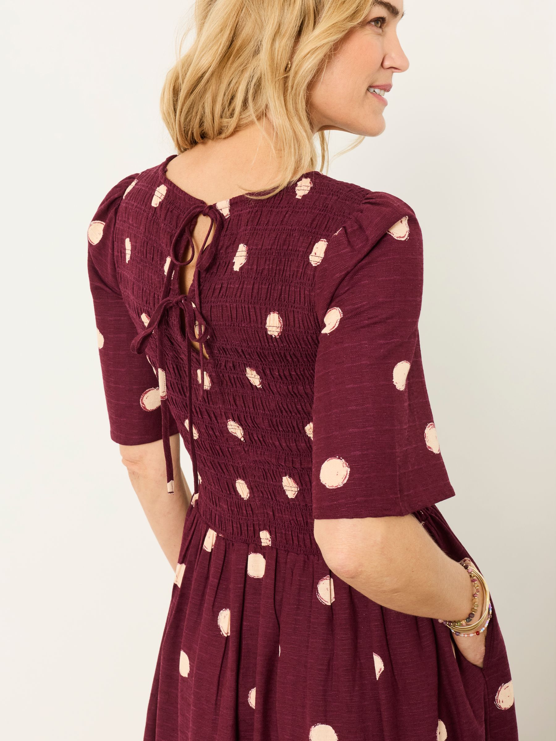 Burgundy Red Spot Petite Alice Midi Dress - Image 4 of 6