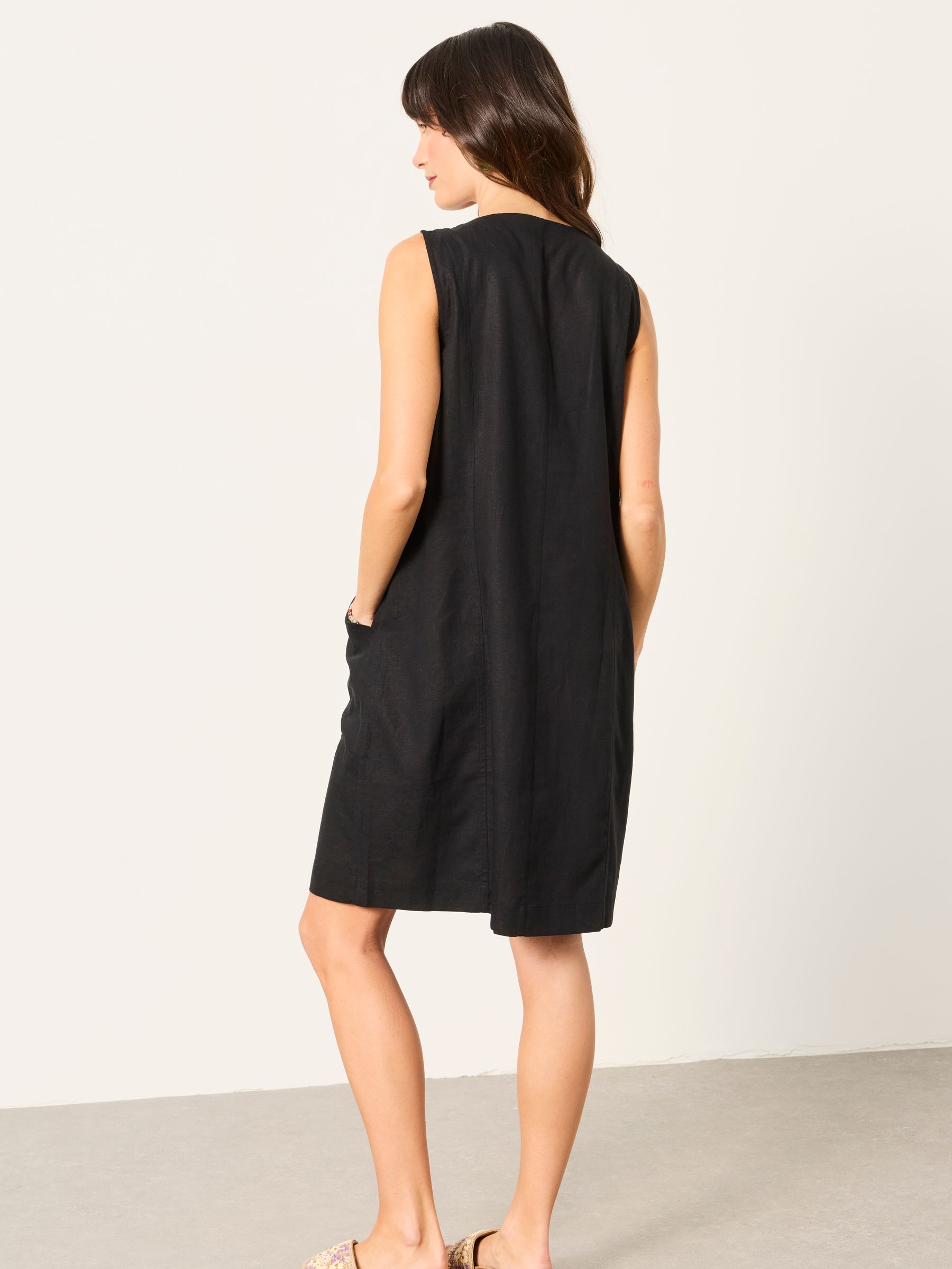 Jena Black Petite Linen Dress - Image 2 of 6