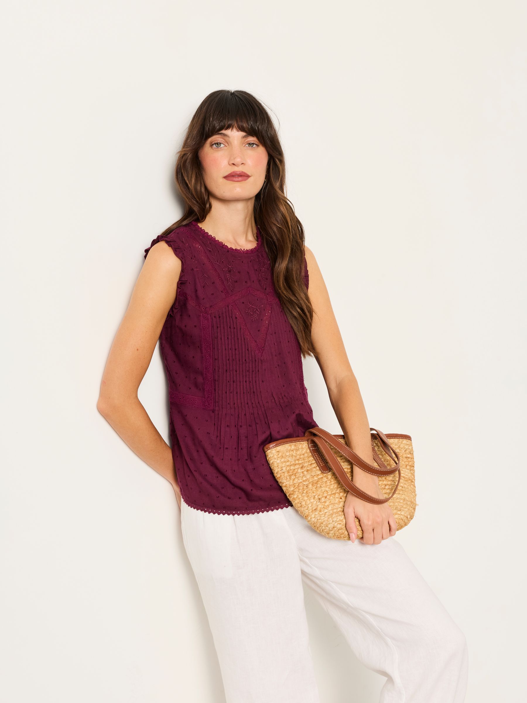 Burgundy Red Regular Gi Embroidered Blouse - Image 1 of 5