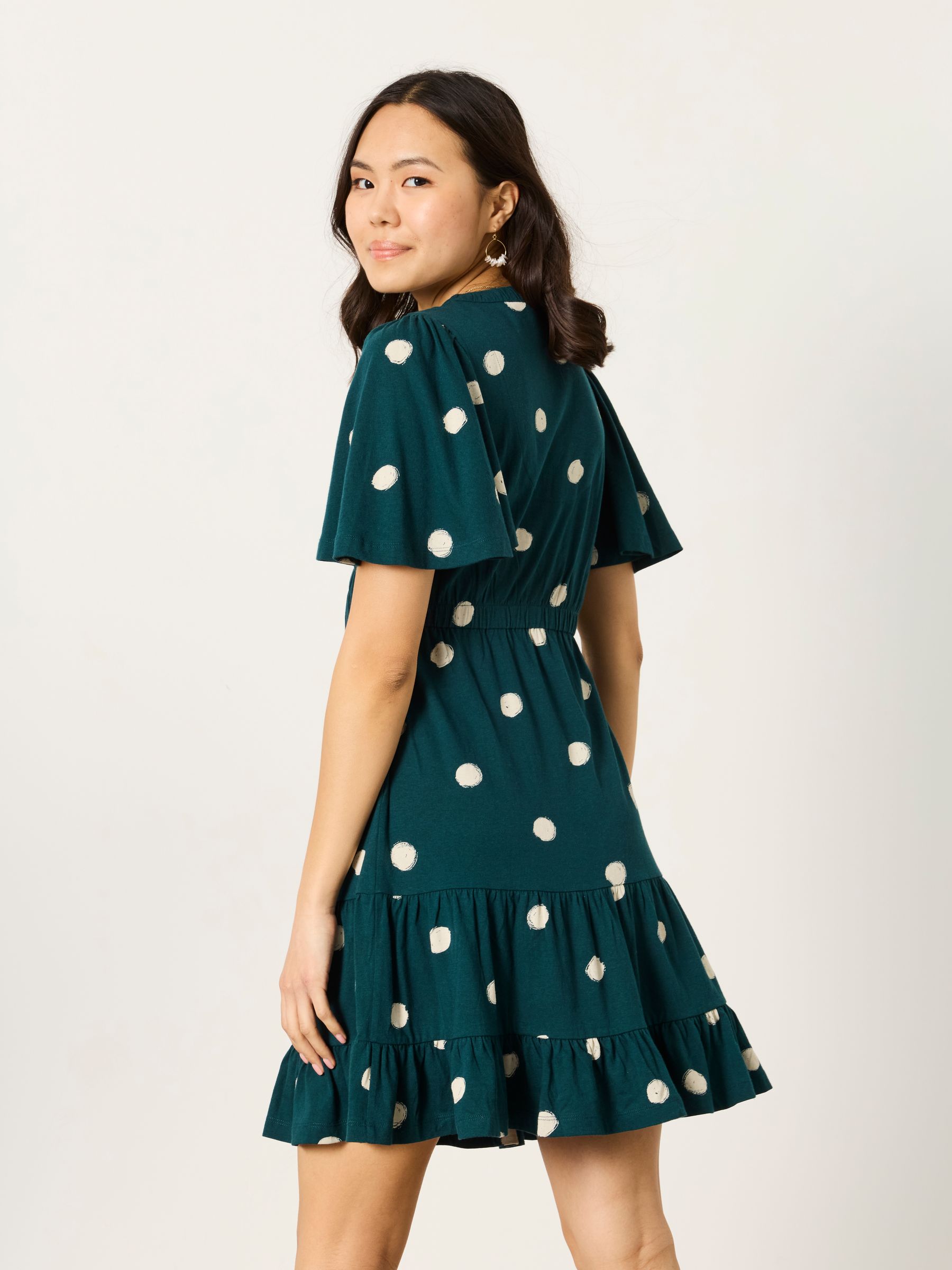 Dark Teal Spot Regular Jersey Dress | FatFace Dark Teal Spot Regular Jersey Dress | FatFace