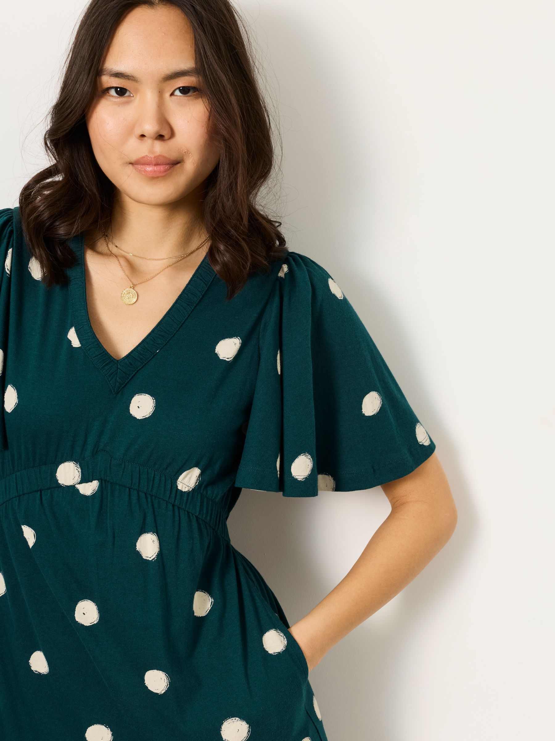 Dark Teal Spot Regular Jersey Dress - Image 3 of 6
