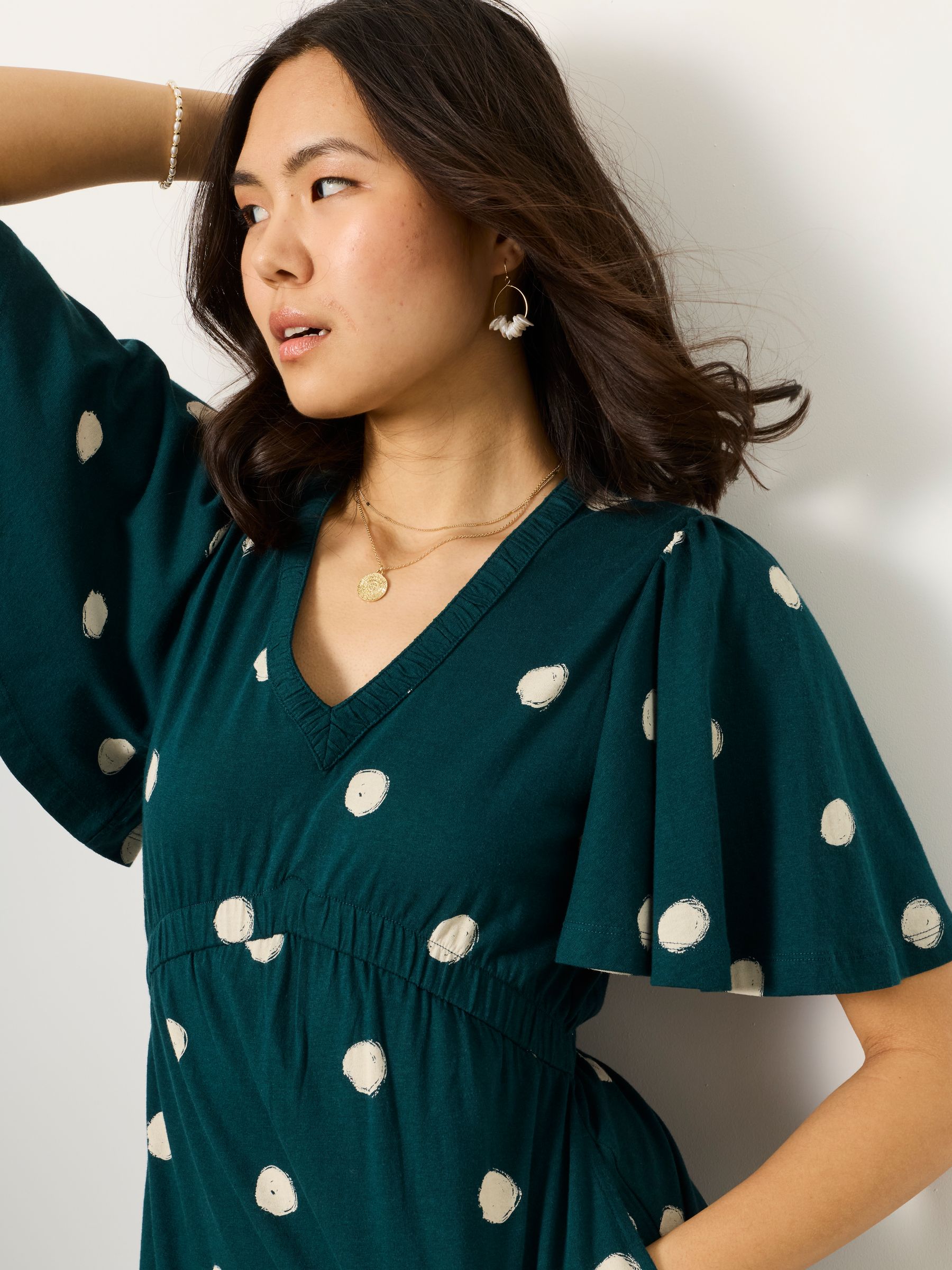 Dark Teal Spot Regular Jersey Dress - Image 4 of 6