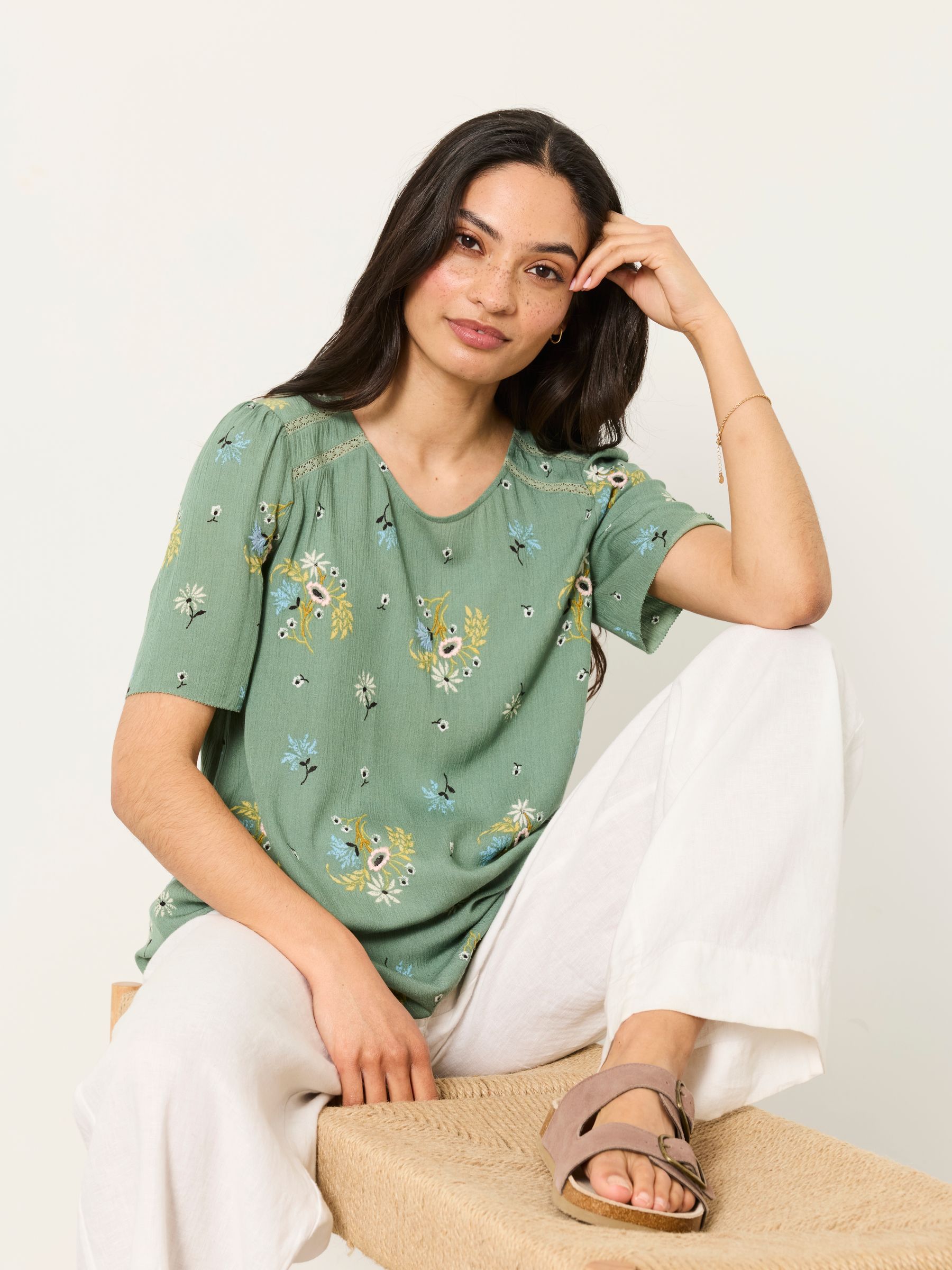 Sage Green Posie Regular Sofia Embroidered Blouse - Image 5 of 5