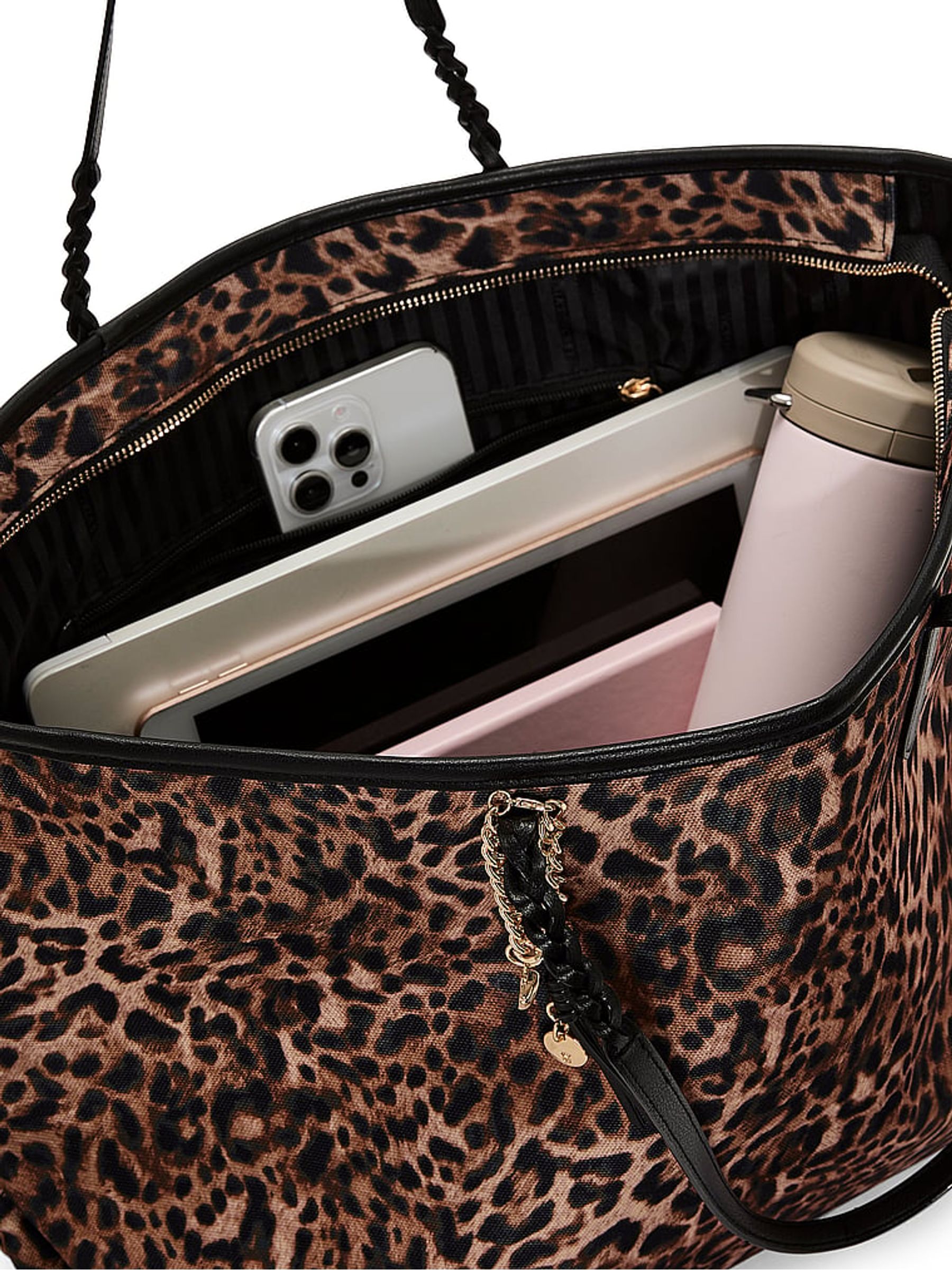 Leopard Brown Twisted Handle Tote Bag - Image 4 of 4