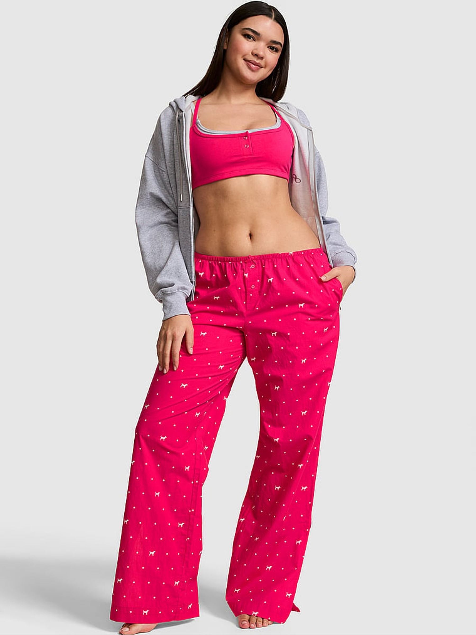 Hot Stuff Pink Dog Print Long Split Leg Pyjama Bottoms - Image 1 of 2