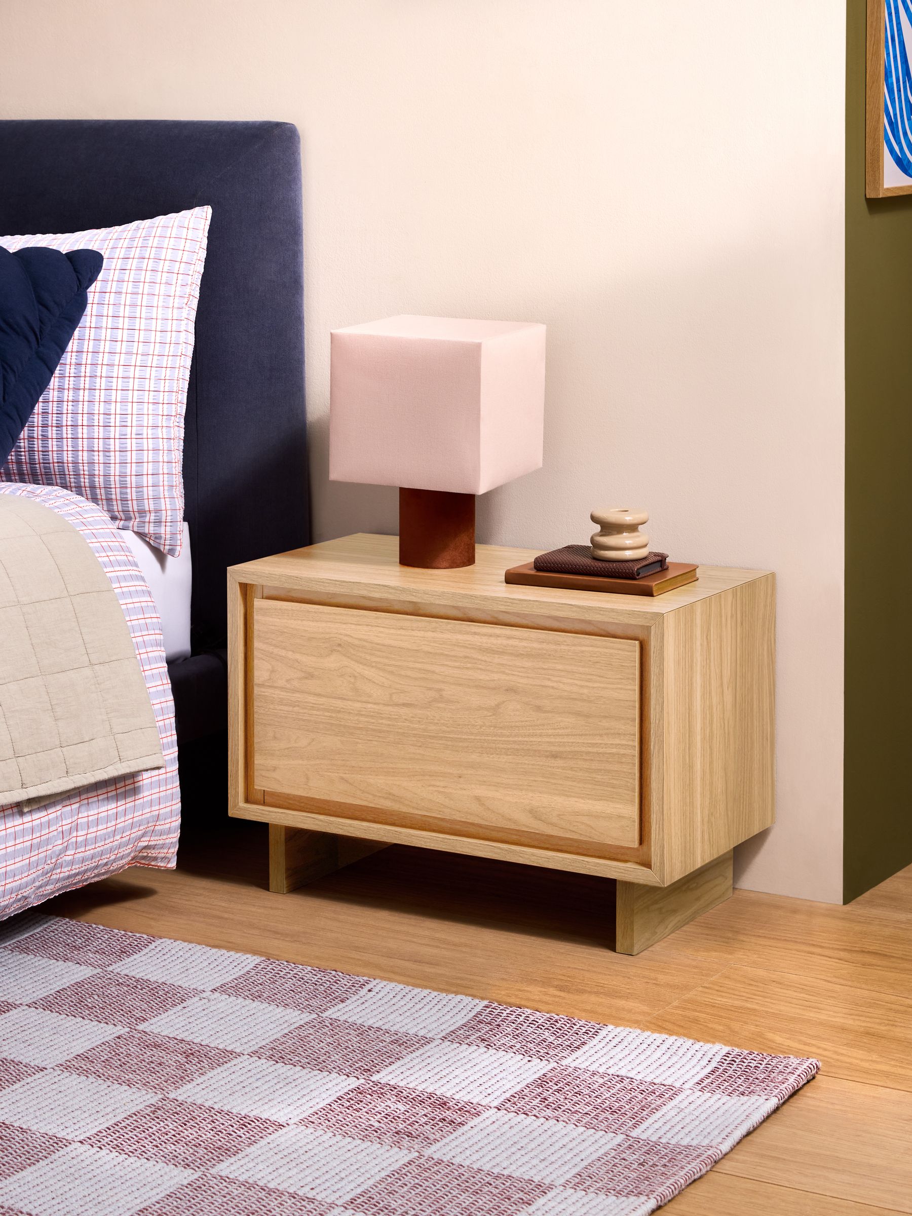 Kaci 1 Drawer Wide Bedside Table in Oak Effect - Image 1 of 5