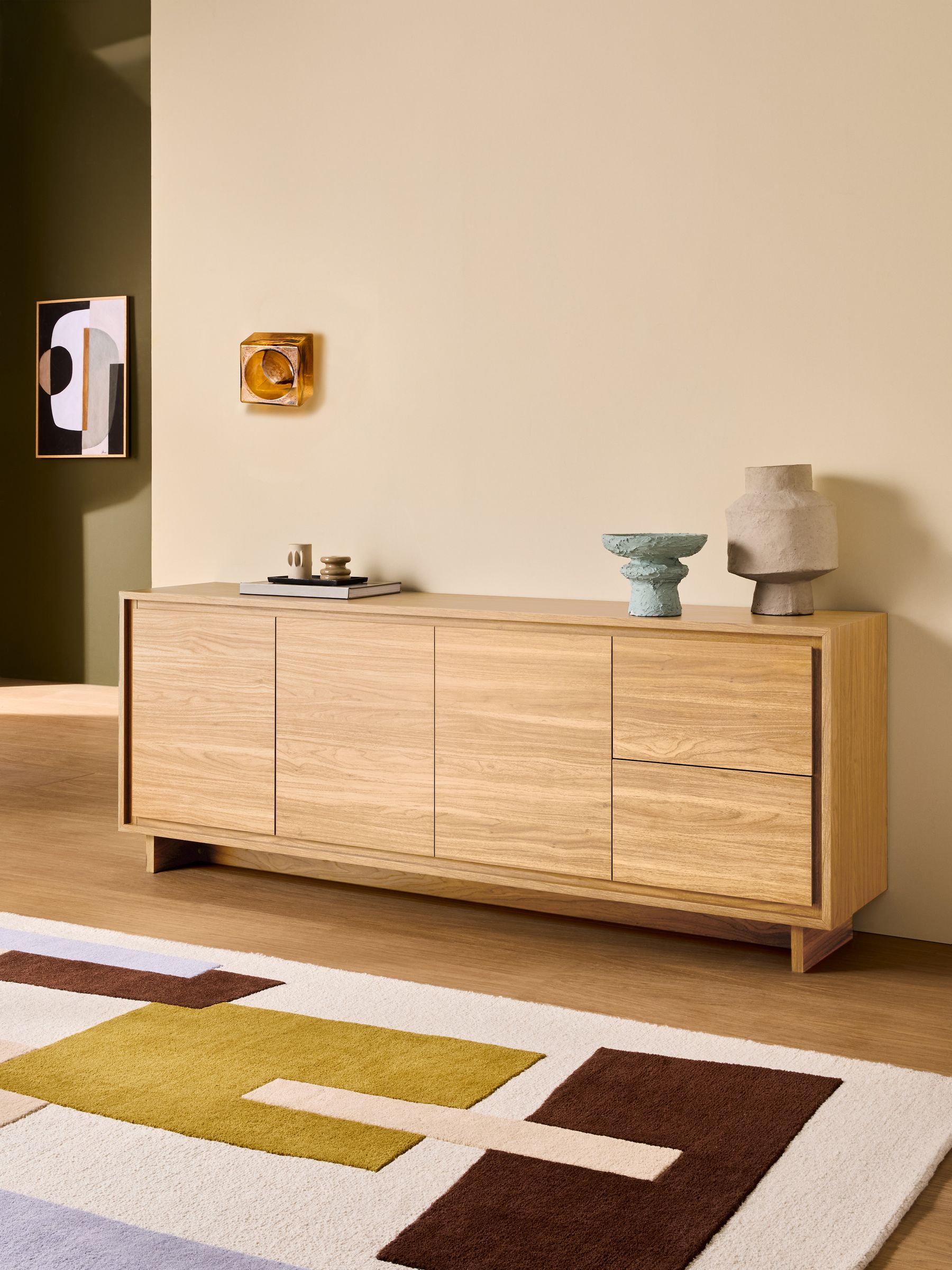 Kaci Extra Large Sideboard in Oak Effect - Image 1 of 6 Kaci Extra Large Sideboard in Oak Effect - Image 1 of 6