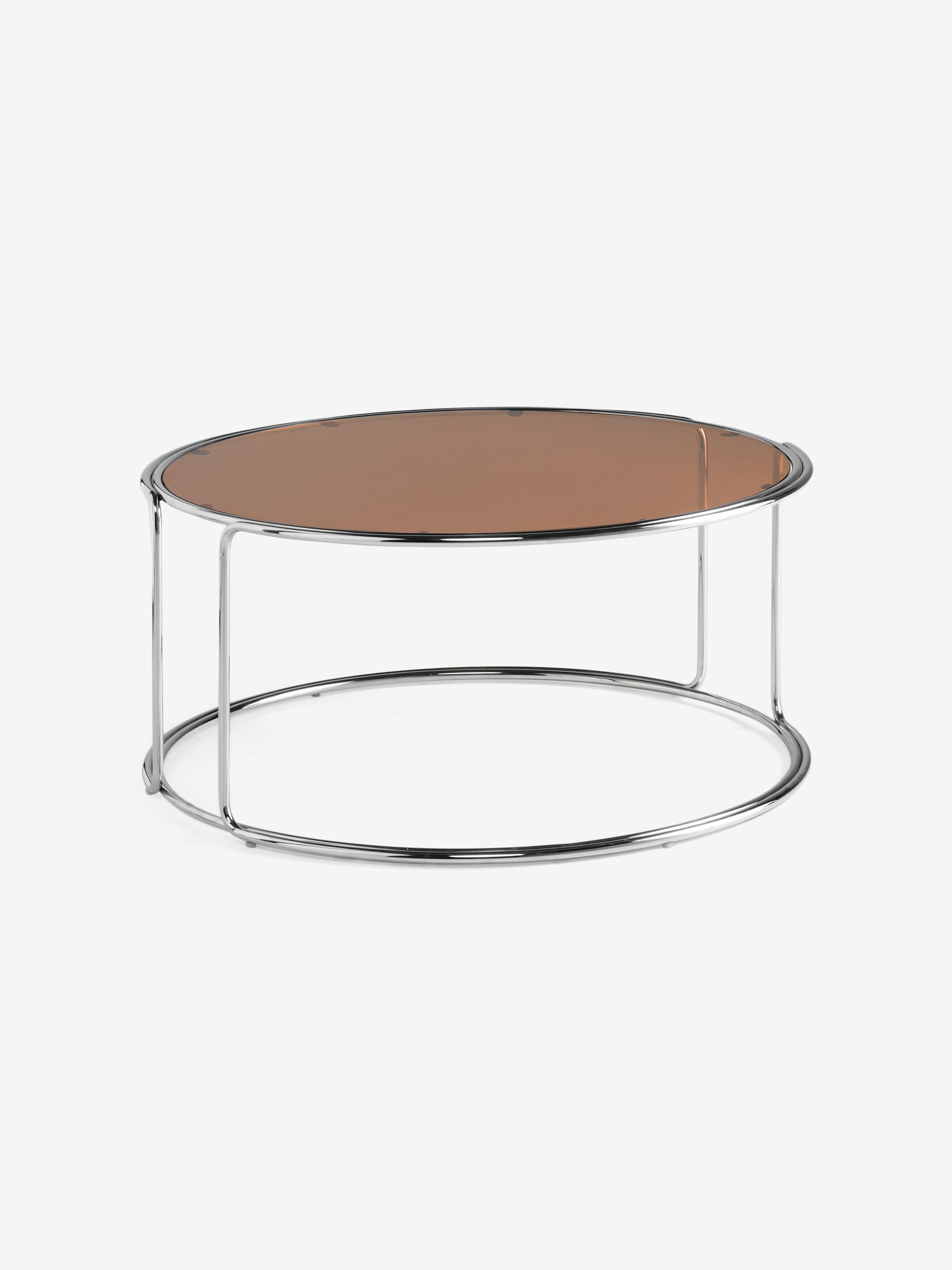 Piper Amber Glass Coffee Table in Chrome - Image 5 of 6