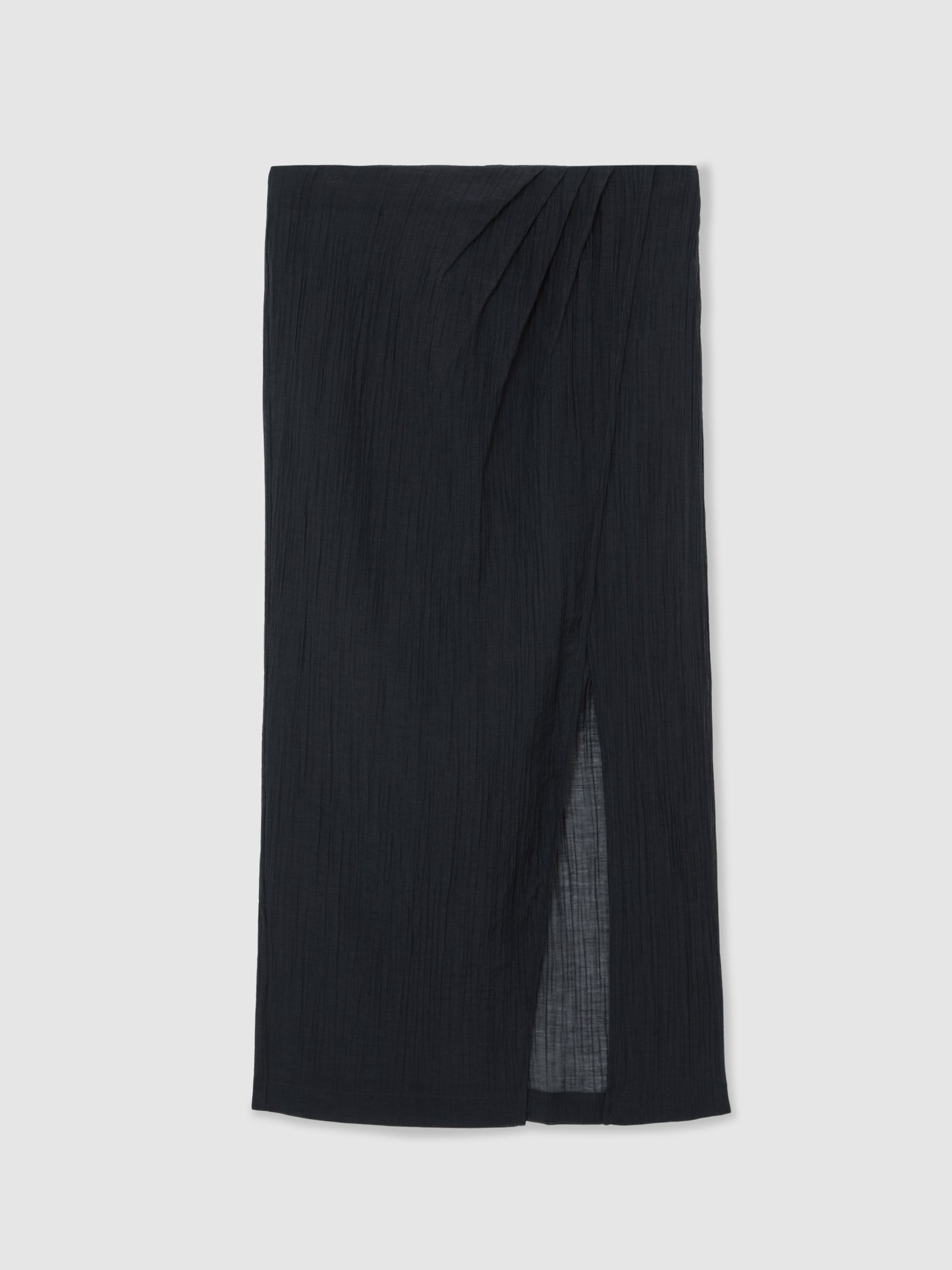 Cotton-Blend Gauze Wrap Beach Skirt in Navy