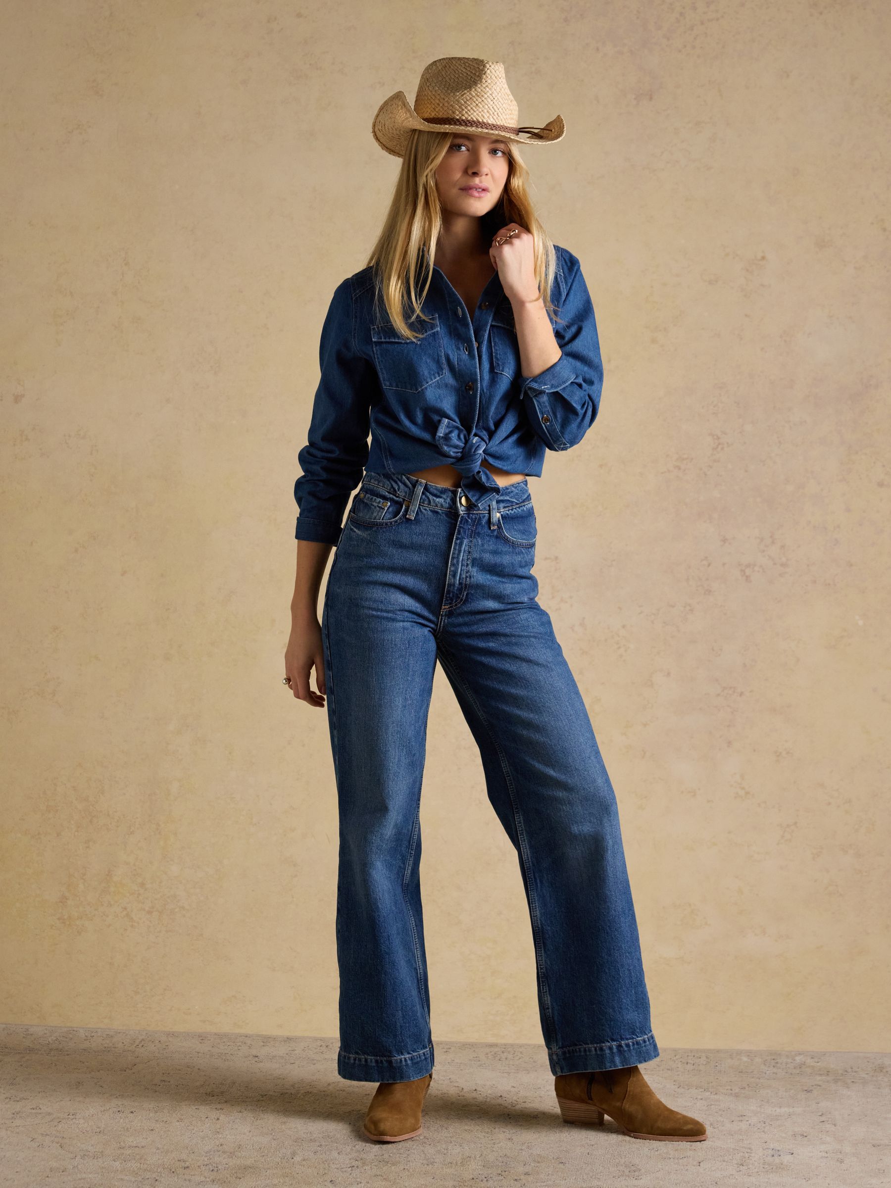 Western Straw Fedora Hat - Image 2 of 8