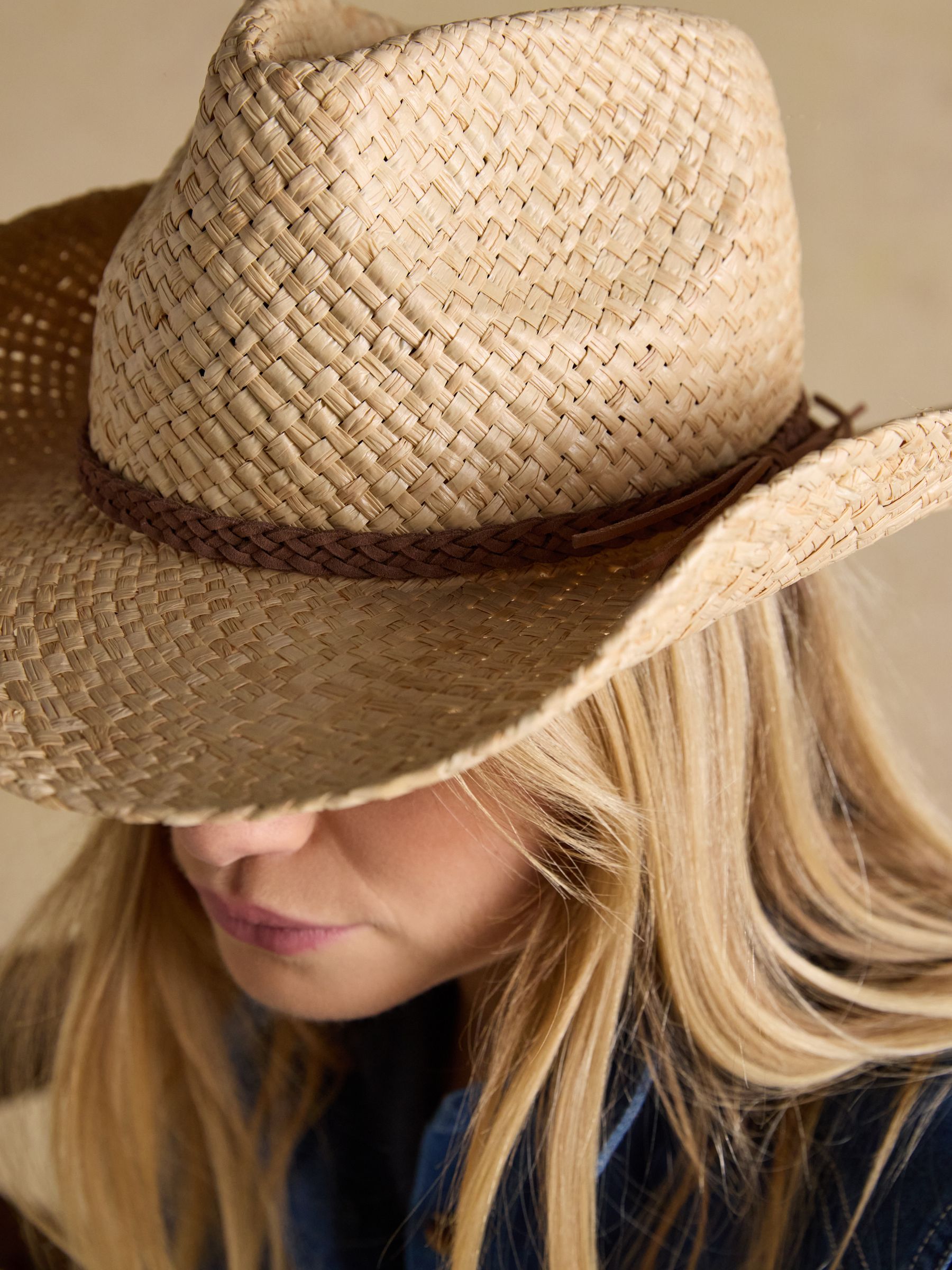 Western Straw Fedora Hat - Image 4 of 8