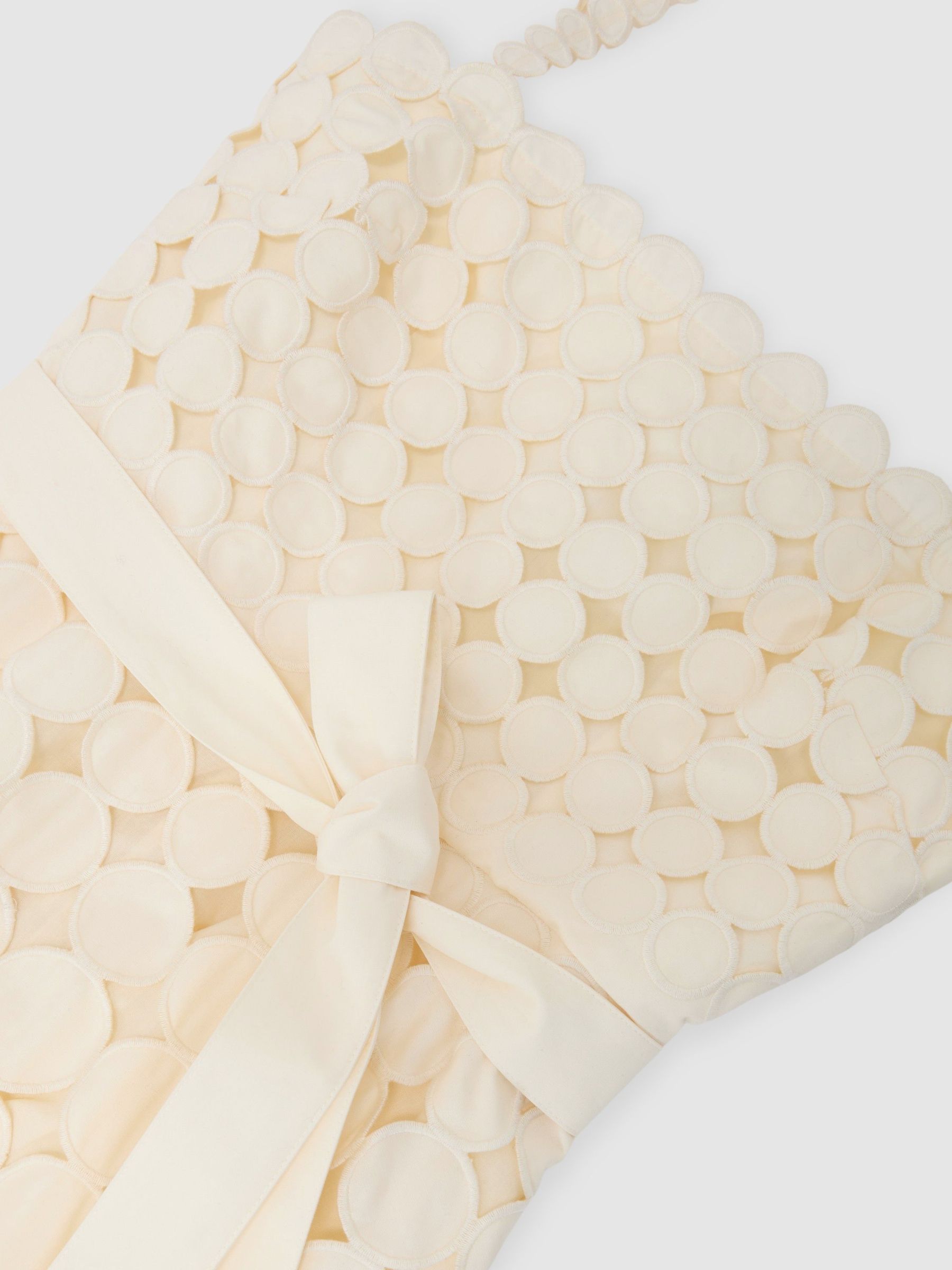 Petite Cotton Cut-Out Belted Midi Dress in Cream - Image 6 of 7