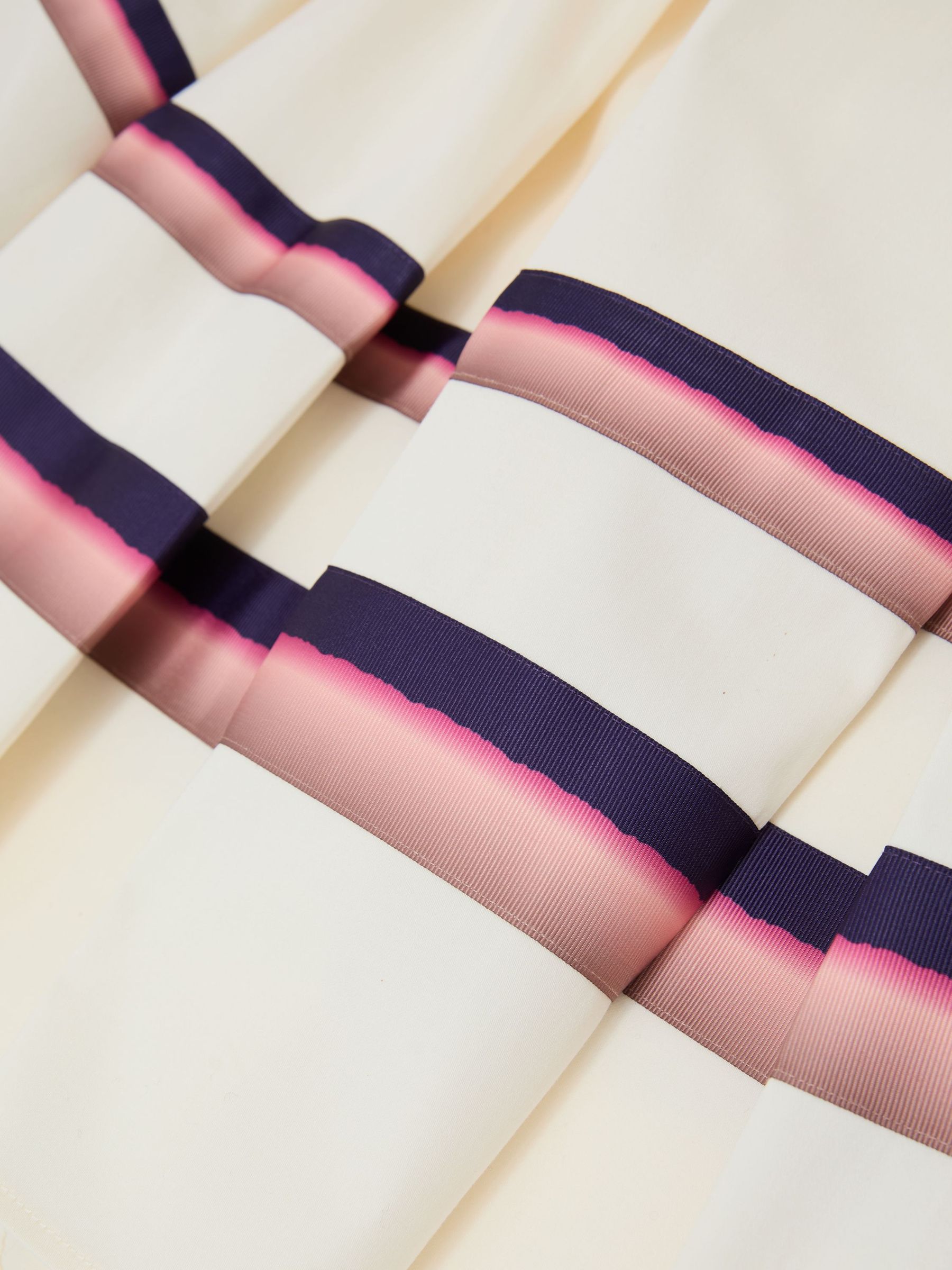 Cotton Stripe-Detail Belted Midi Skirt in Cream - image 4