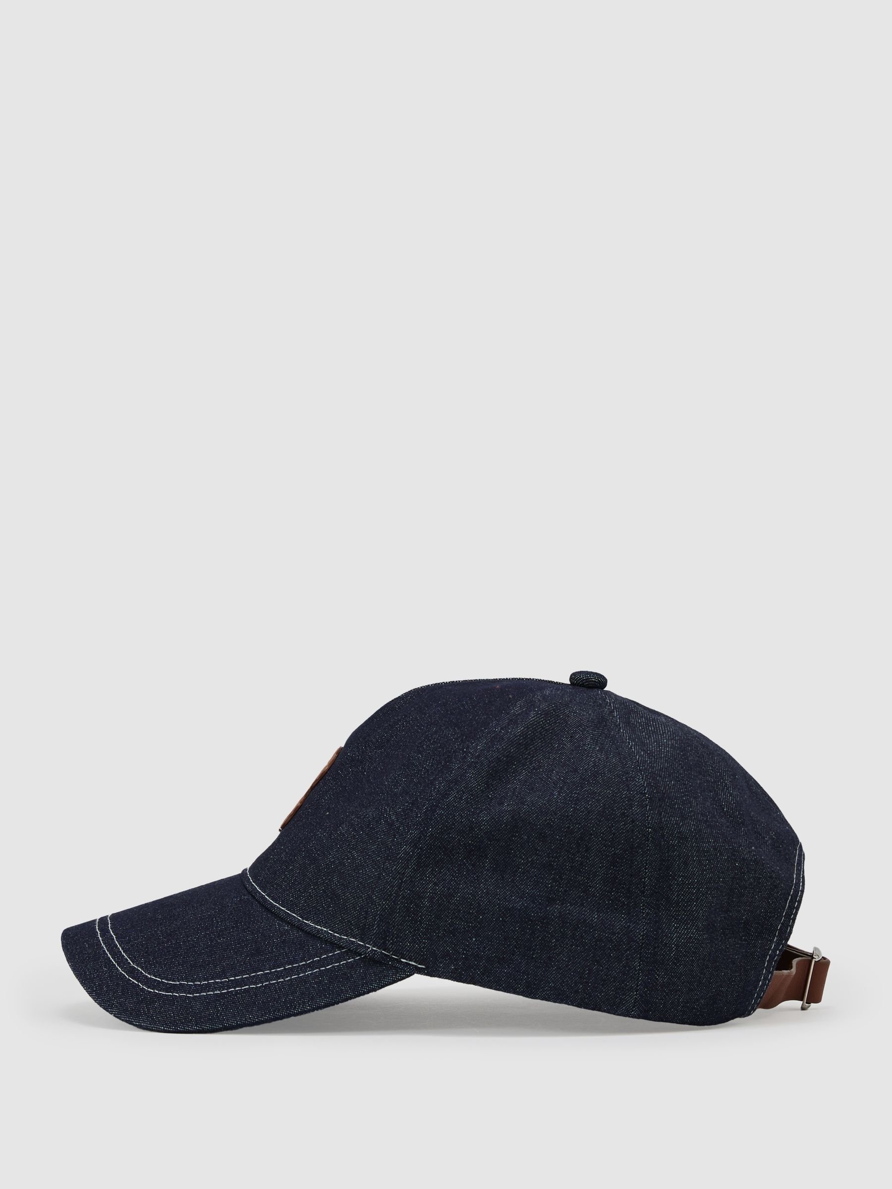 Monogram-Patch Denim Baseball Cap in Mid Blue - Image 3 of 6