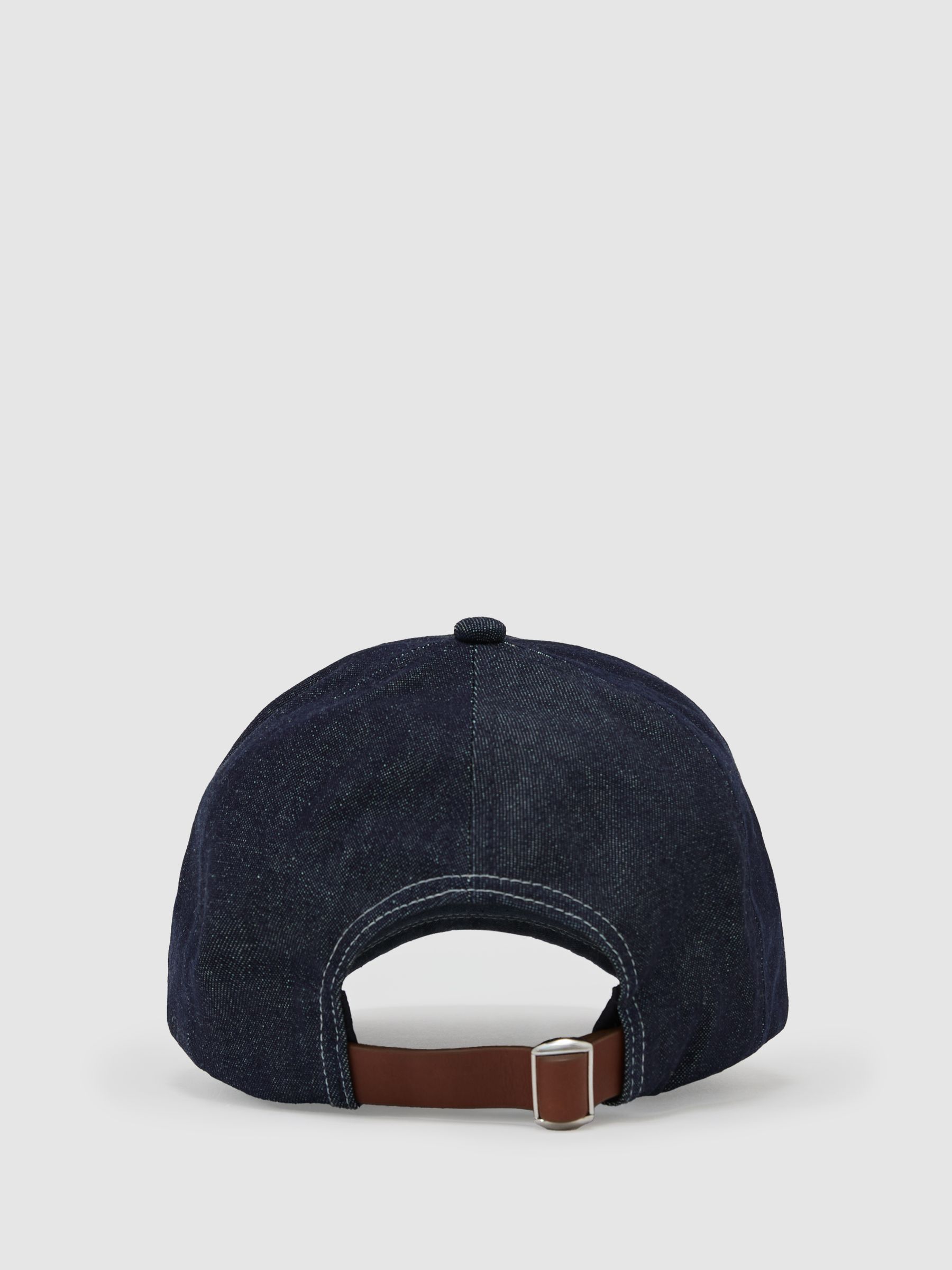 Monogram-Patch Denim Baseball Cap in Mid Blue - Image 4 of 6