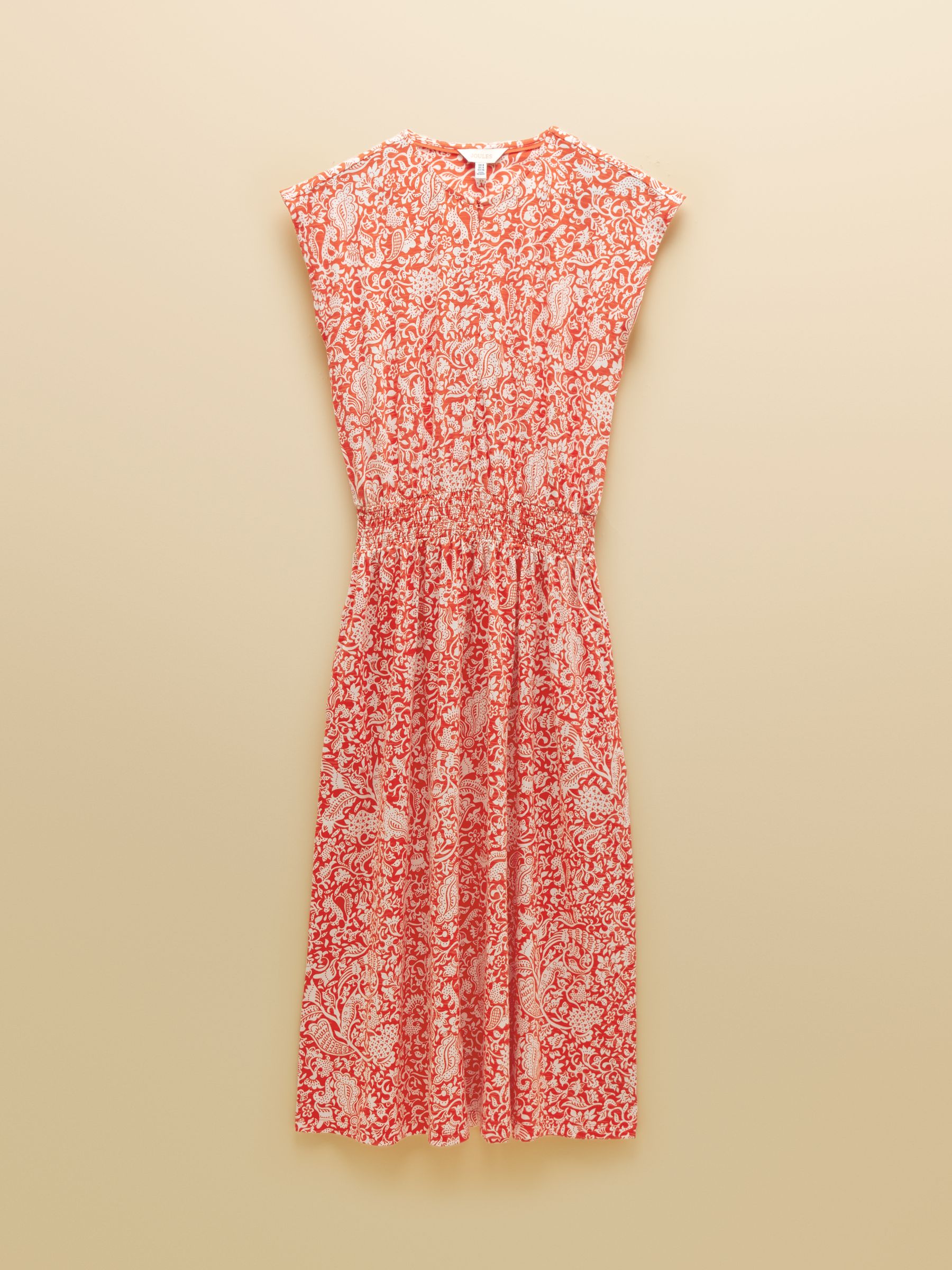 Lilia Red Jersey Smocked Waist Midi Dress - Image 8 of 8