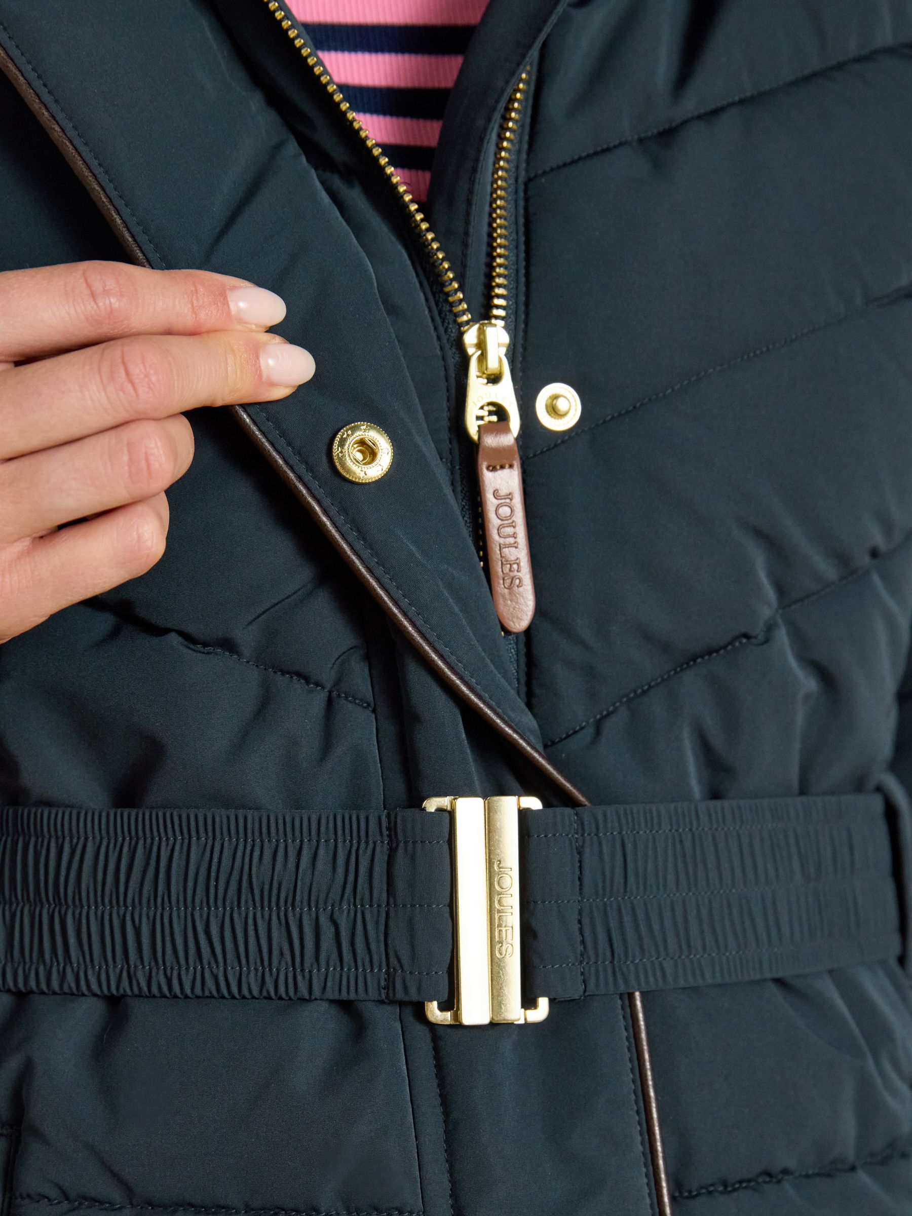 Aspen Navy Showerproof Padded Coat with Faux Fur Hood - Image 8 of 11