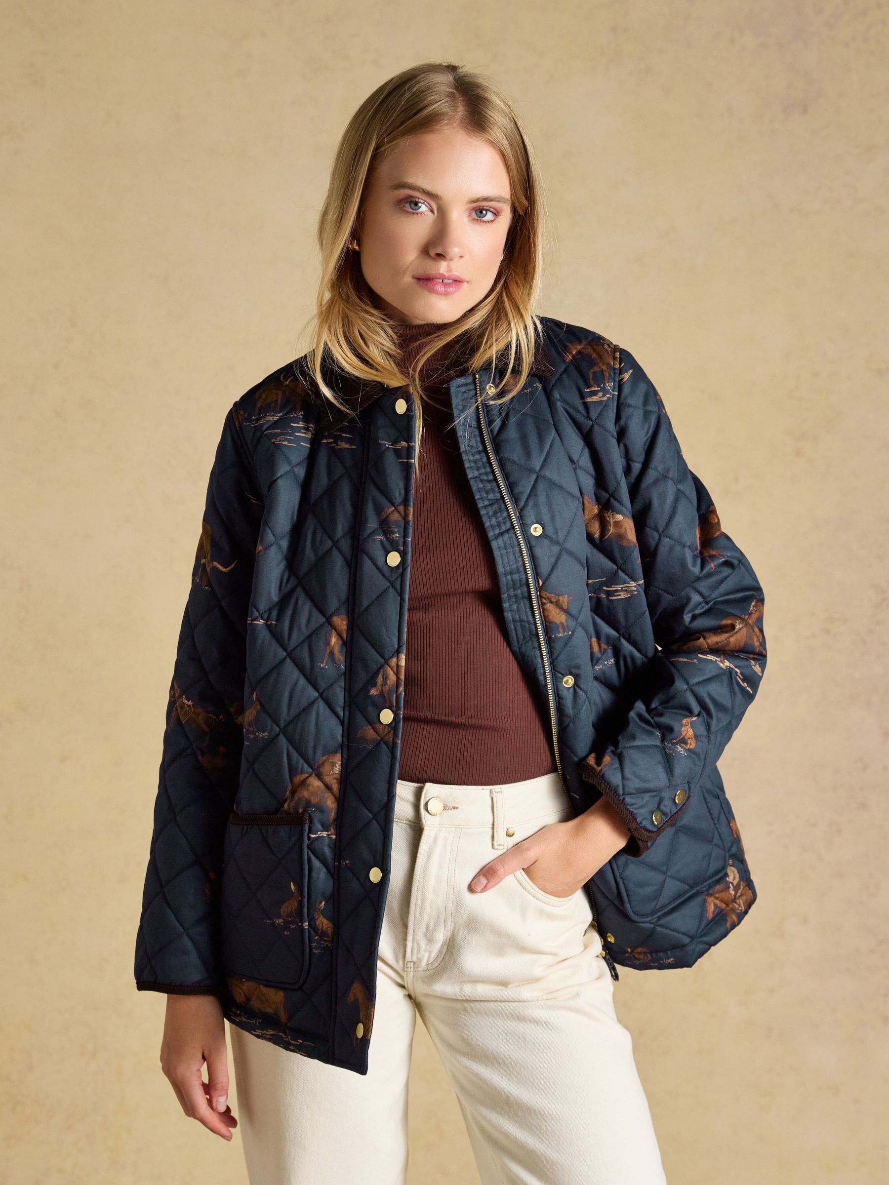 Highgrove Navy Diamond Quilted Jacket - Image 6 of 10