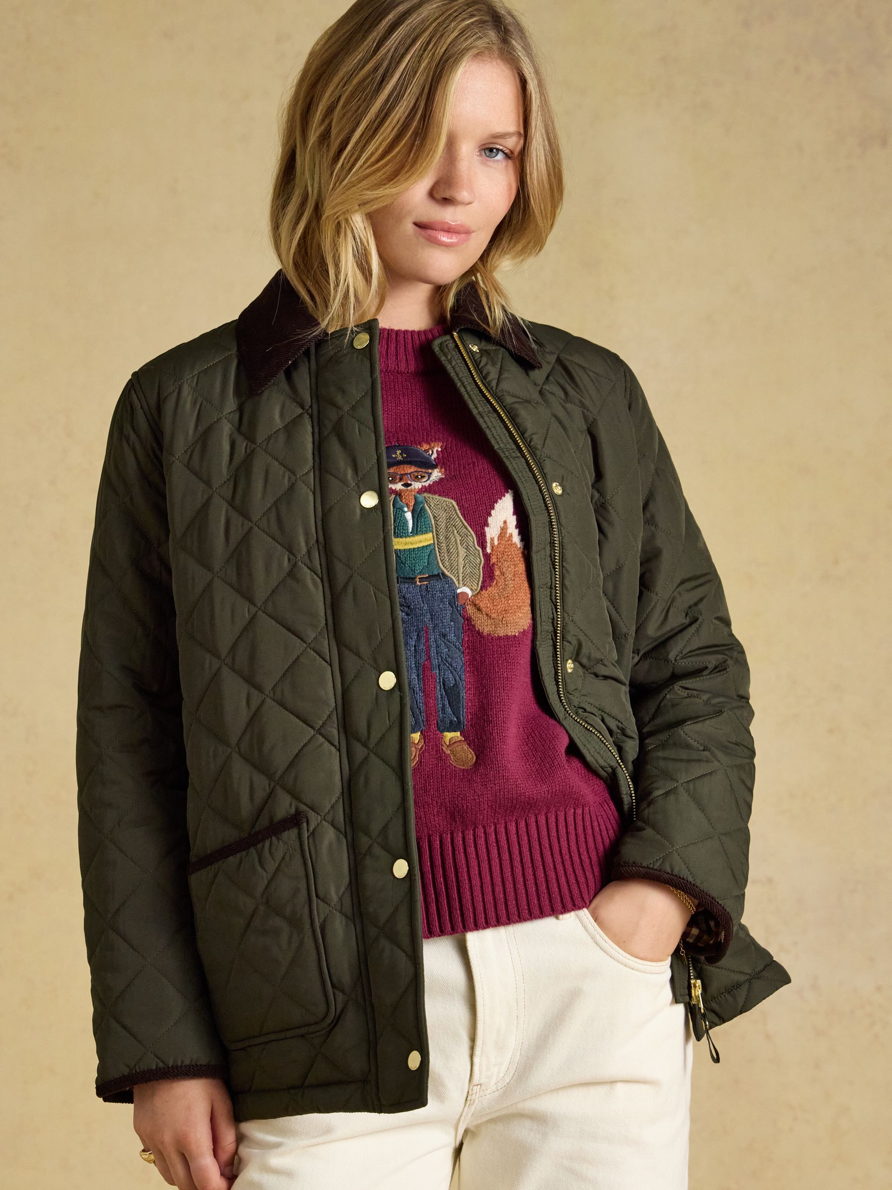 Highgrove Khaki Green Diamond Quilted Jacket - Image 9 of 12