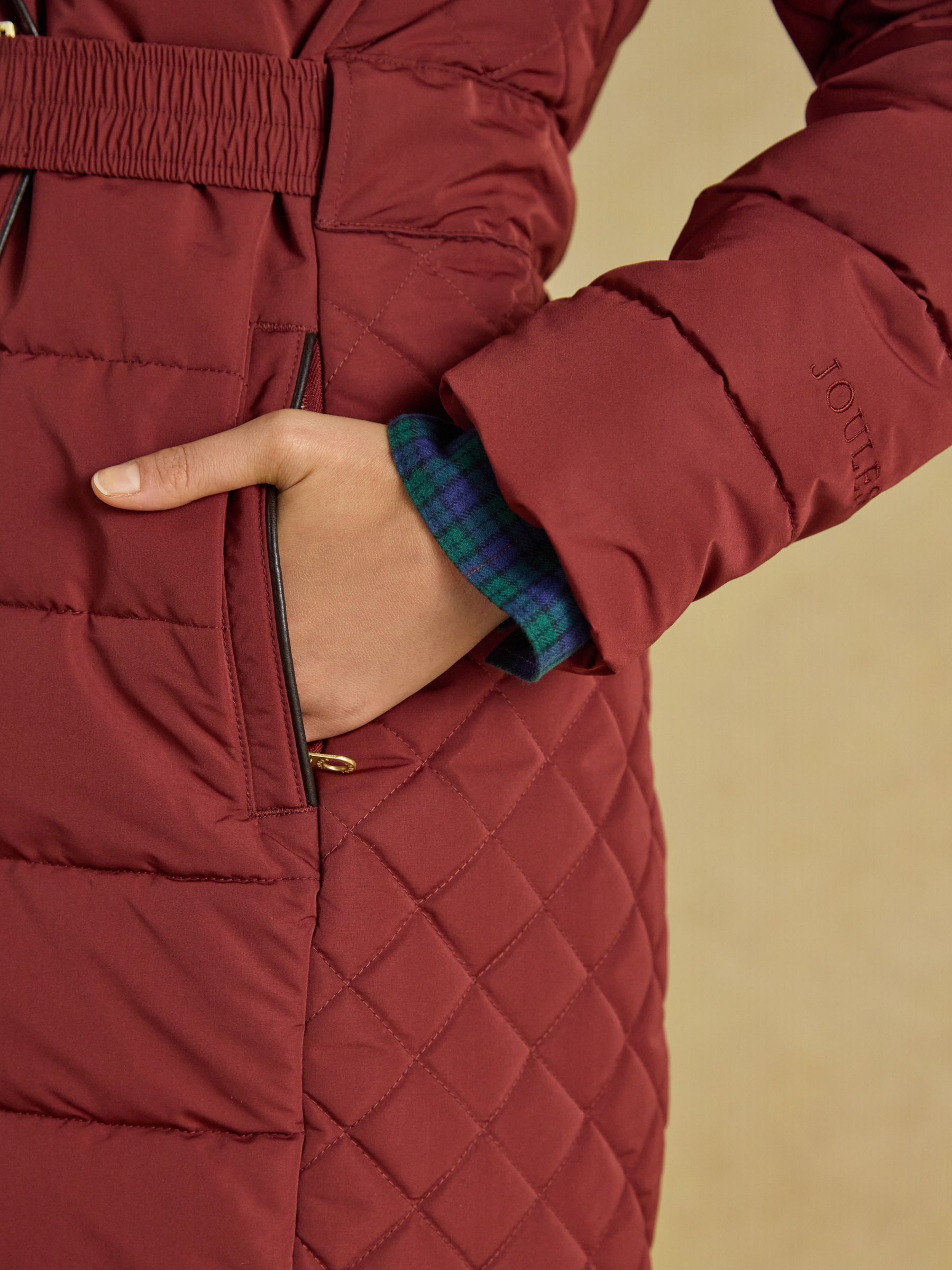 Aspen Rust Brown Showerproof Longline Padded Coat with Faux Fur Hood - Image 8 of 13