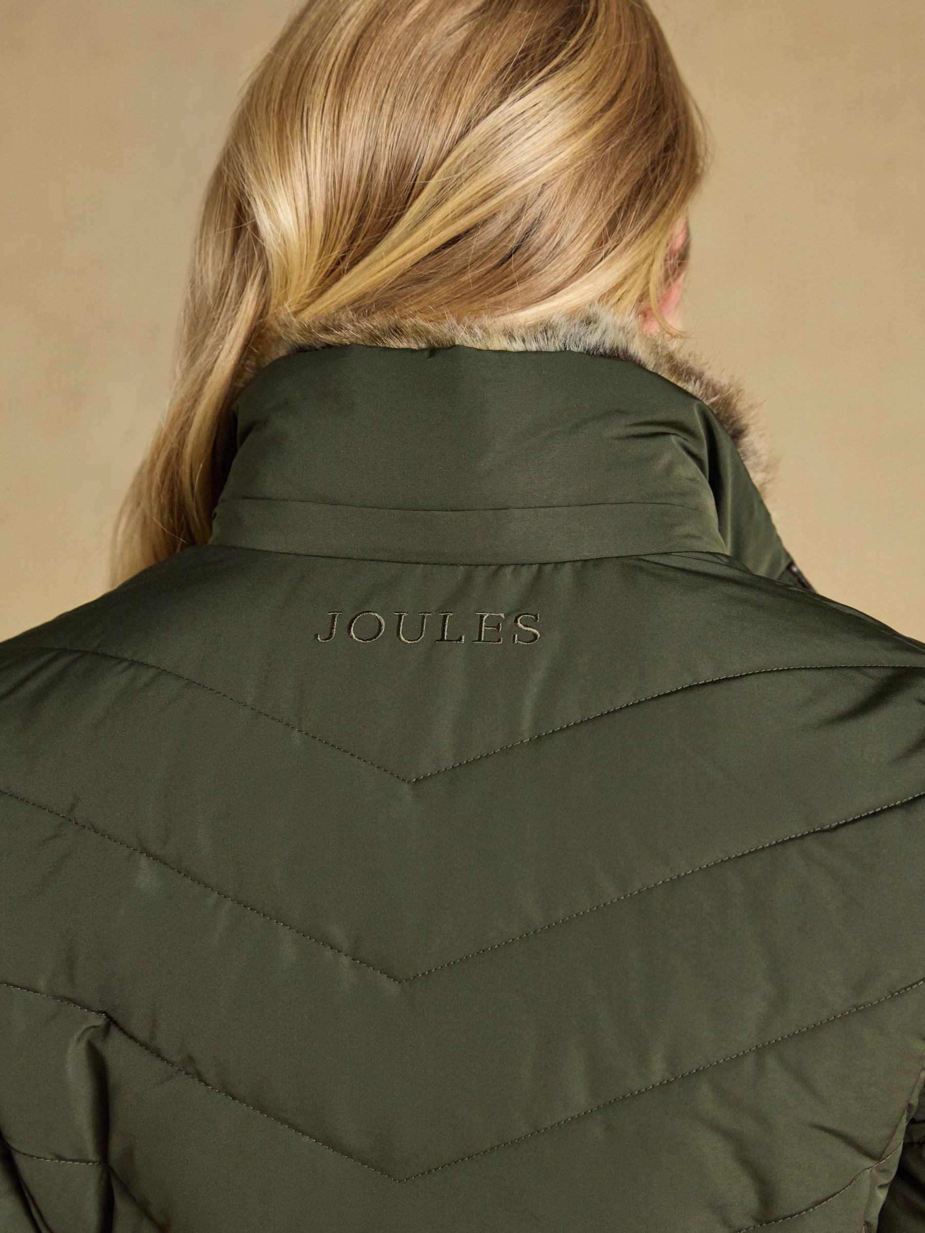 Aspen Green Showerproof Longline Padded Coat with Faux Fur Hood - Image 12 of 13