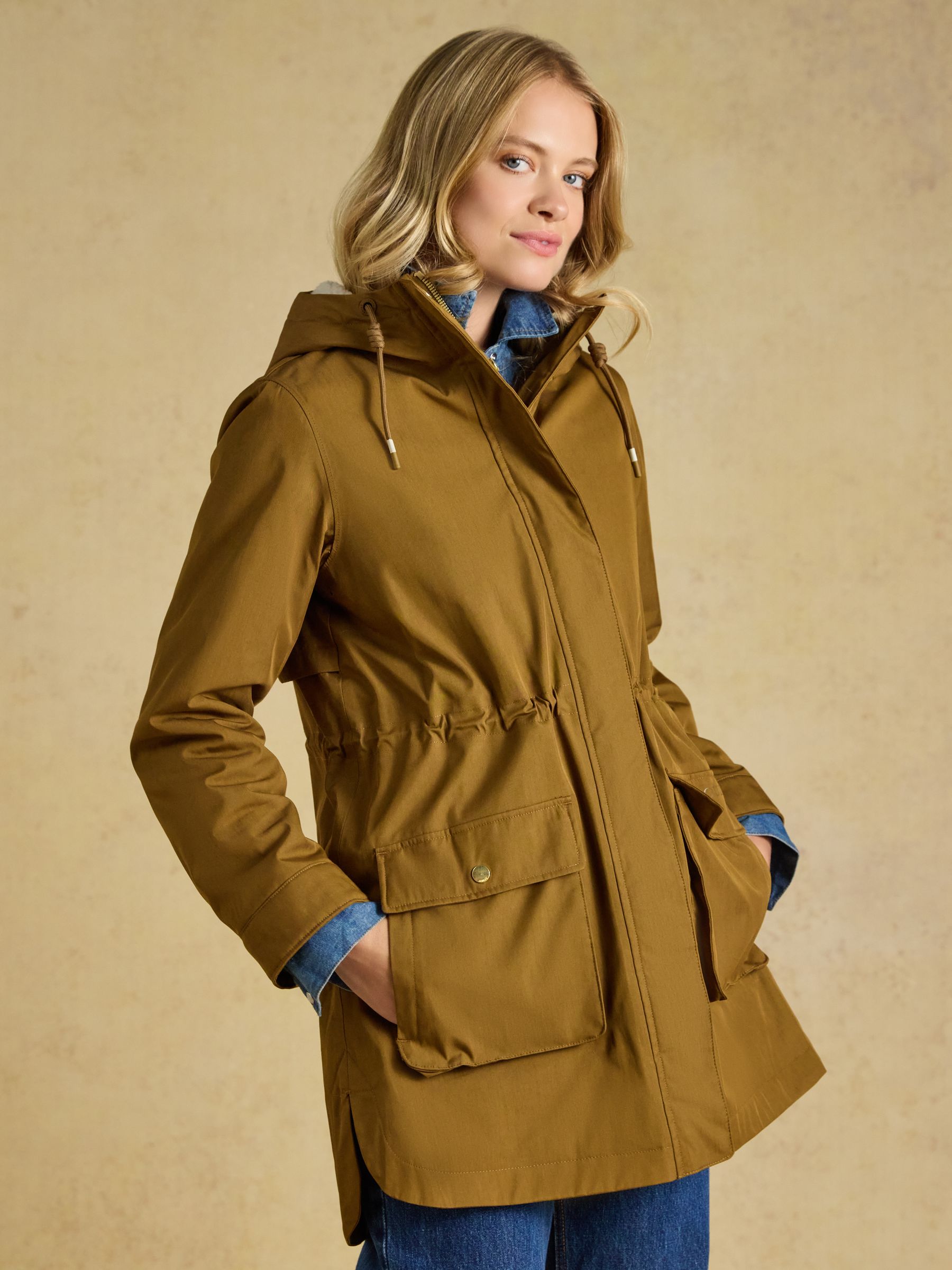 Evercosy Tan Borg Lined Waterproof Raincoat With Hood - Image 1 of 10