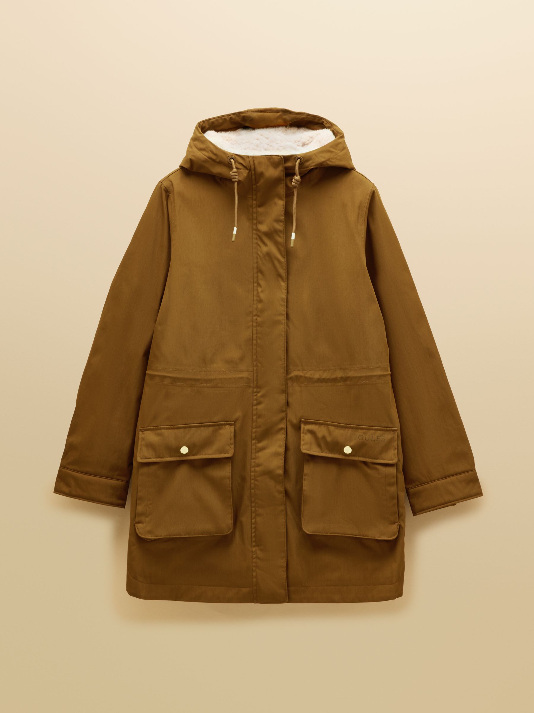 Evercosy Tan Borg Lined Waterproof Raincoat With Hood - Image 10 of 10