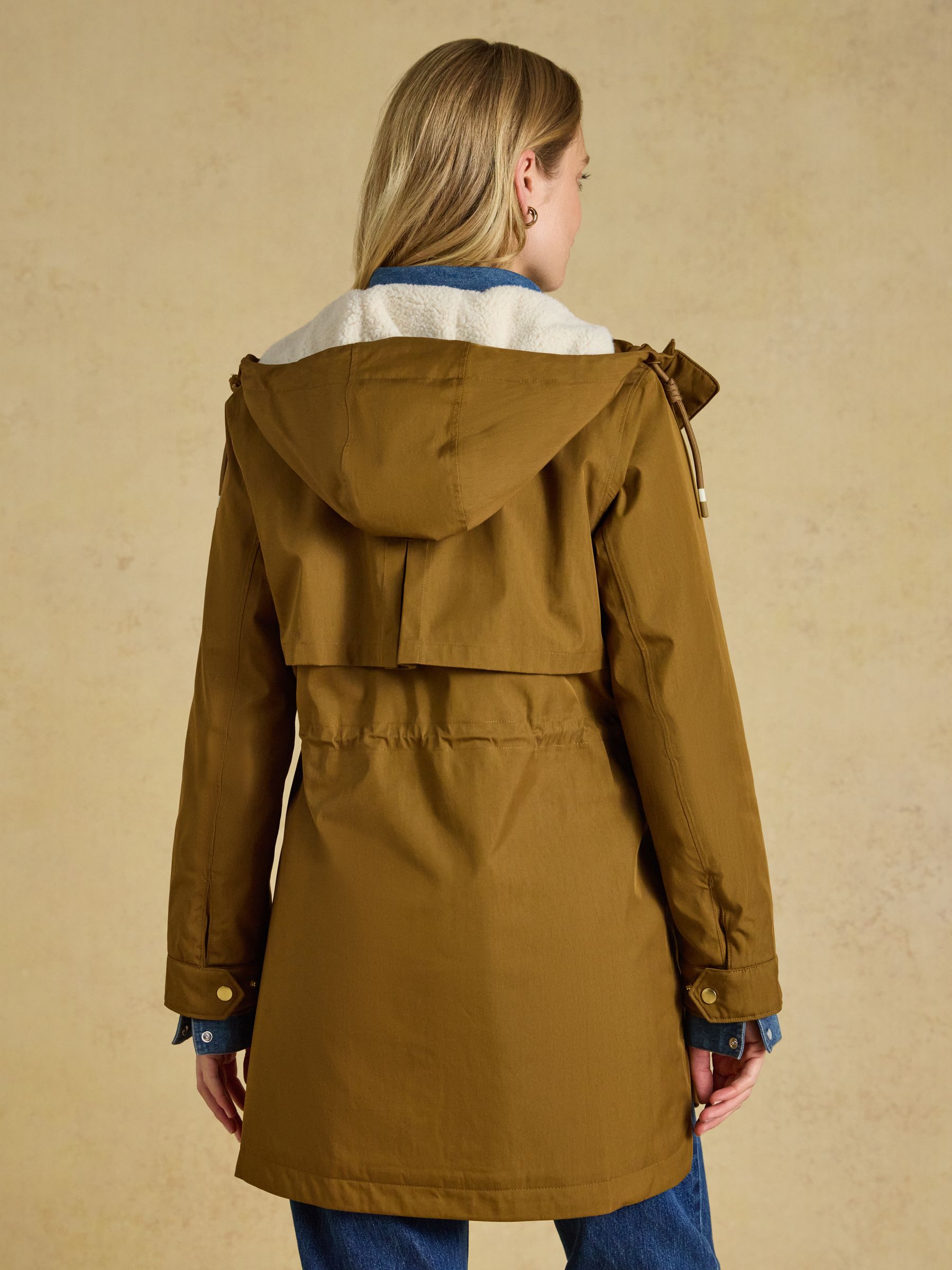 Evercosy Tan Borg Lined Waterproof Raincoat With Hood - Image 2 of 10