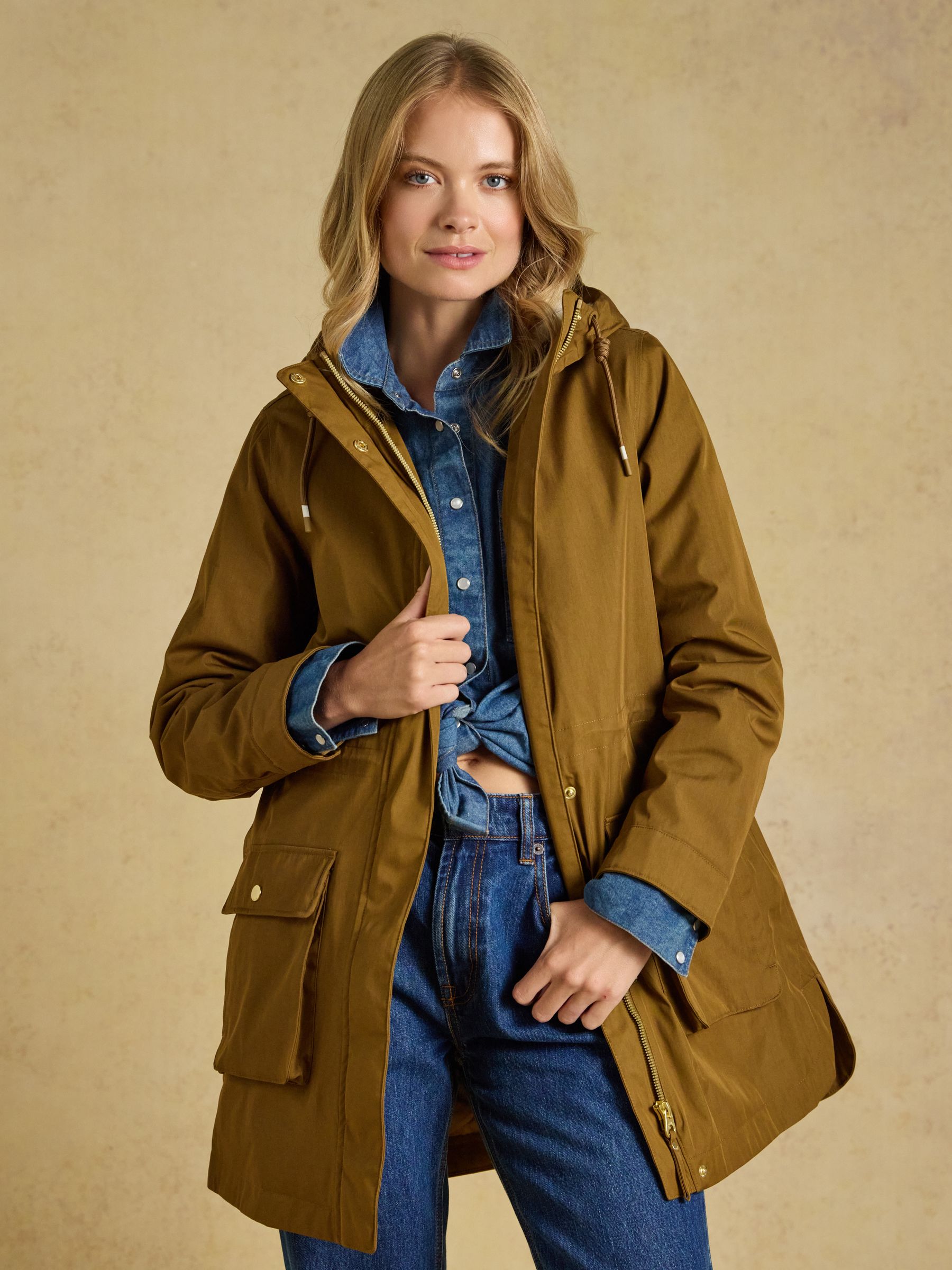 Evercosy Tan Borg Lined Waterproof Raincoat With Hood - Image 3 of 10