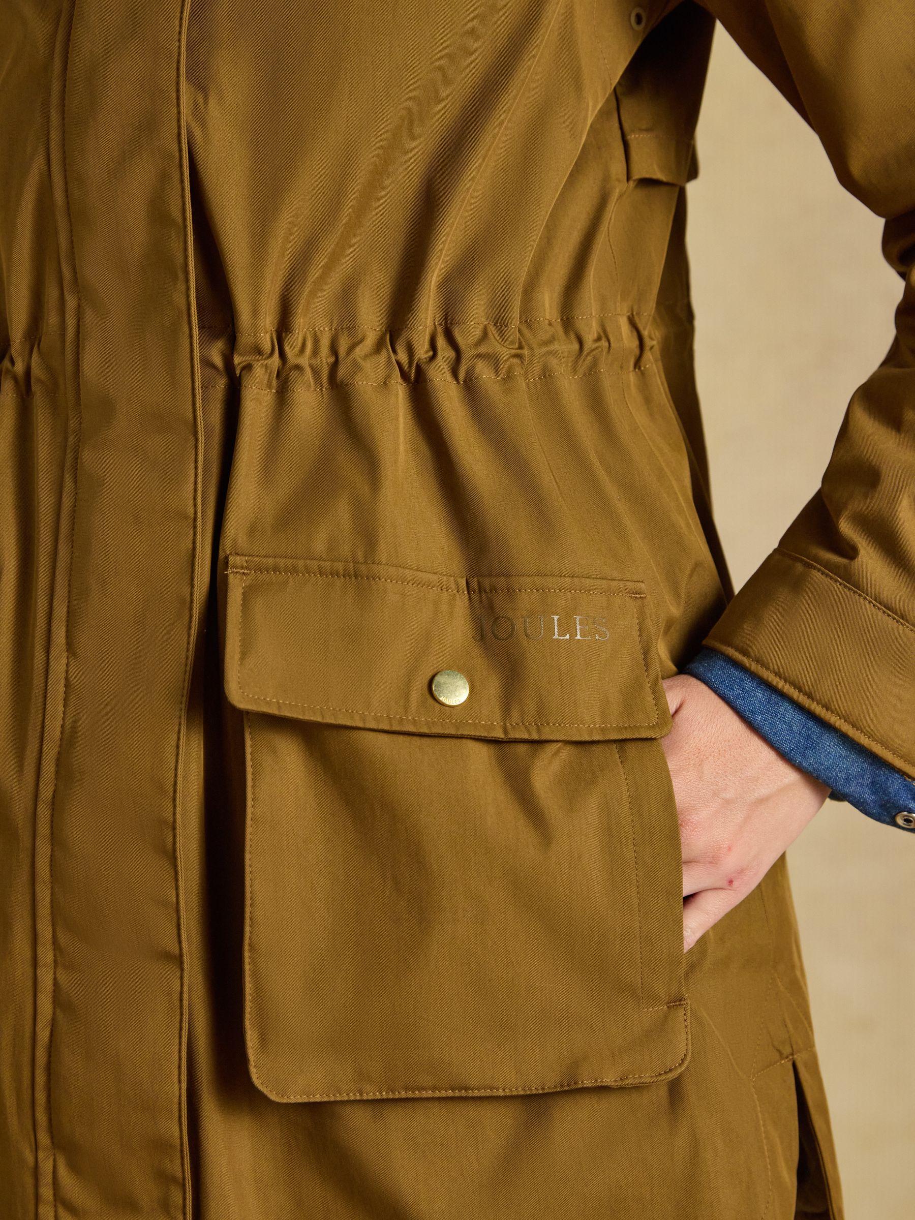 Evercosy Tan Borg Lined Waterproof Raincoat With Hood - Image 4 of 10