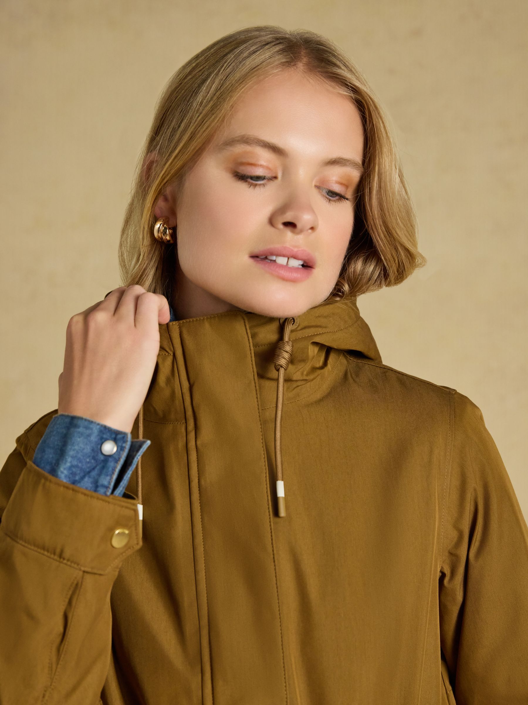 Evercosy Tan Borg Lined Waterproof Raincoat With Hood - Image 7 of 10