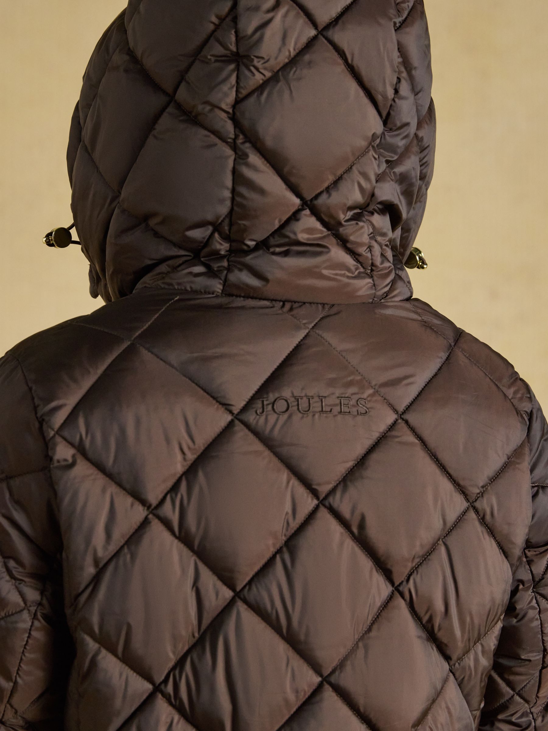 Chessington Chocolate Brown Showerproof Longline Diamond Quilted Coat with Hood - Image 10 of 10 Chessington Chocolate Brown Showerproof Longline Diamond Quilted Coat with Hood - Image 10 of 10