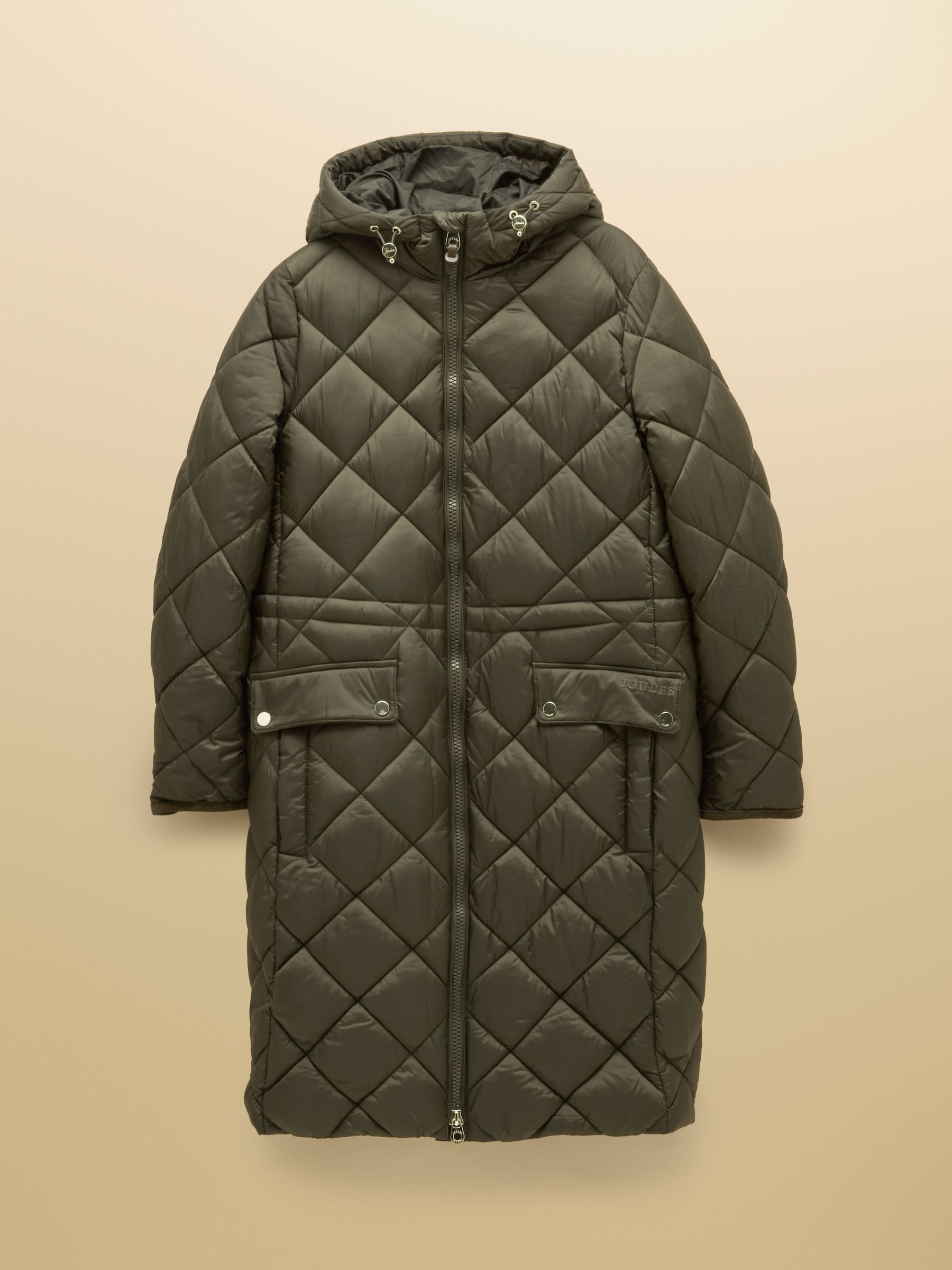 Chessington Green Showerproof Longline Diamond Quilted Coat with Hood - Image 11 of 11 Chessington Green Showerproof Longline Diamond Quilted Coat with Hood - Image 11 of 11