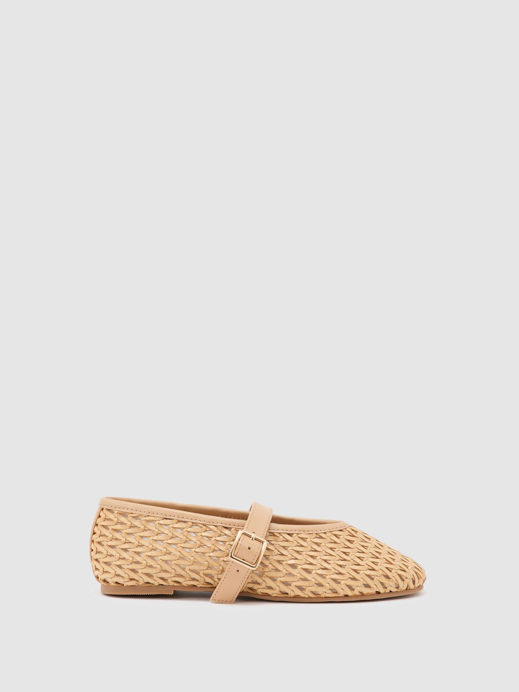 Girls Woven Ballet Pumps in Neutral - Image 1 of 4