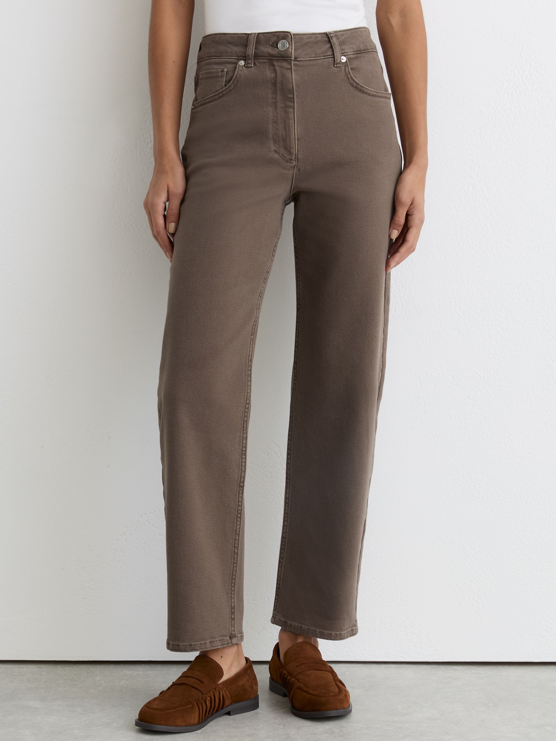 Mid-Rise Straight-Leg Jeans in Mocha Brown - image 4