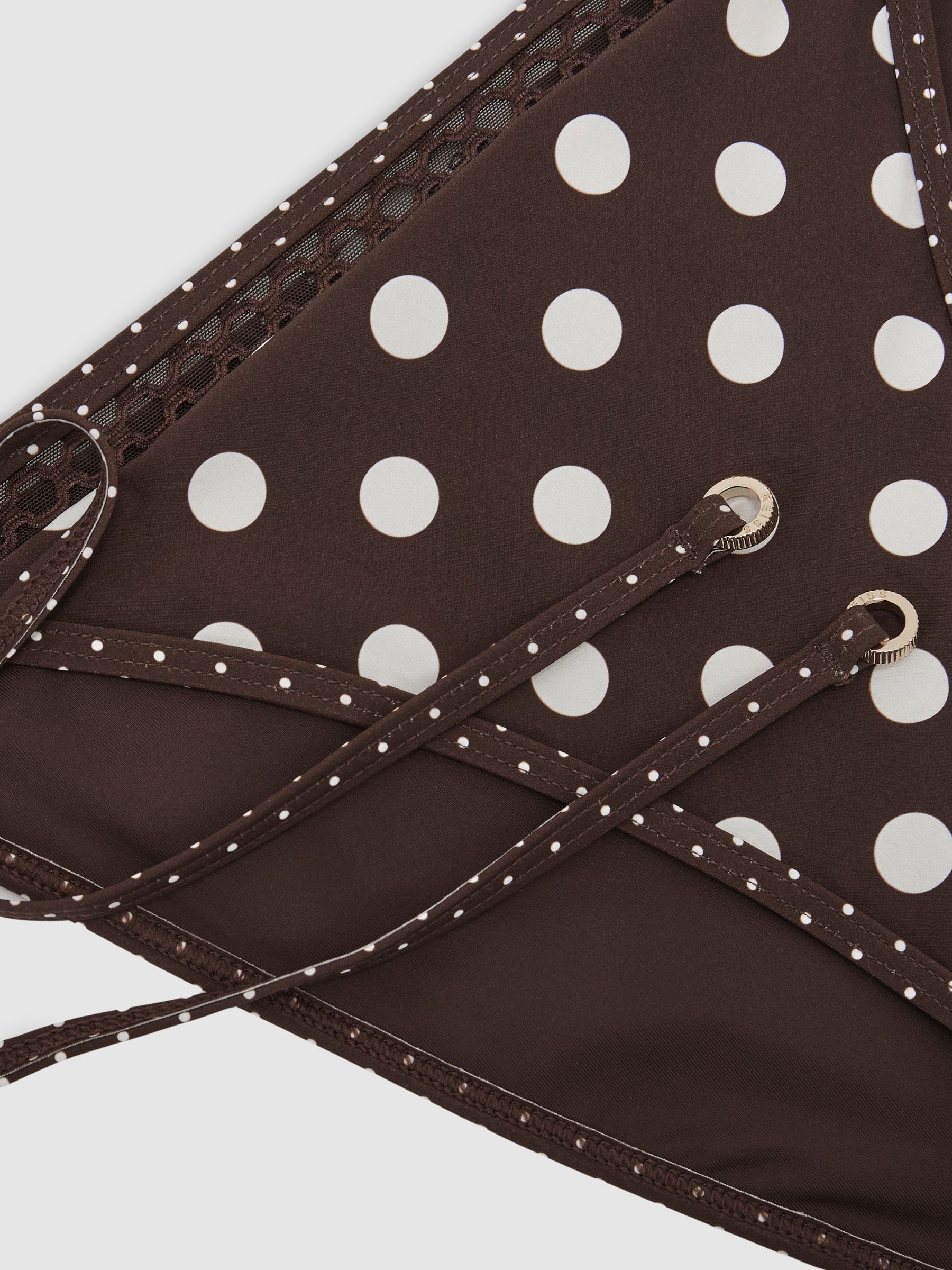 Polka-Dot Side-Tie Bikini Bottoms in Chocolate Brown/Ivory - image 5