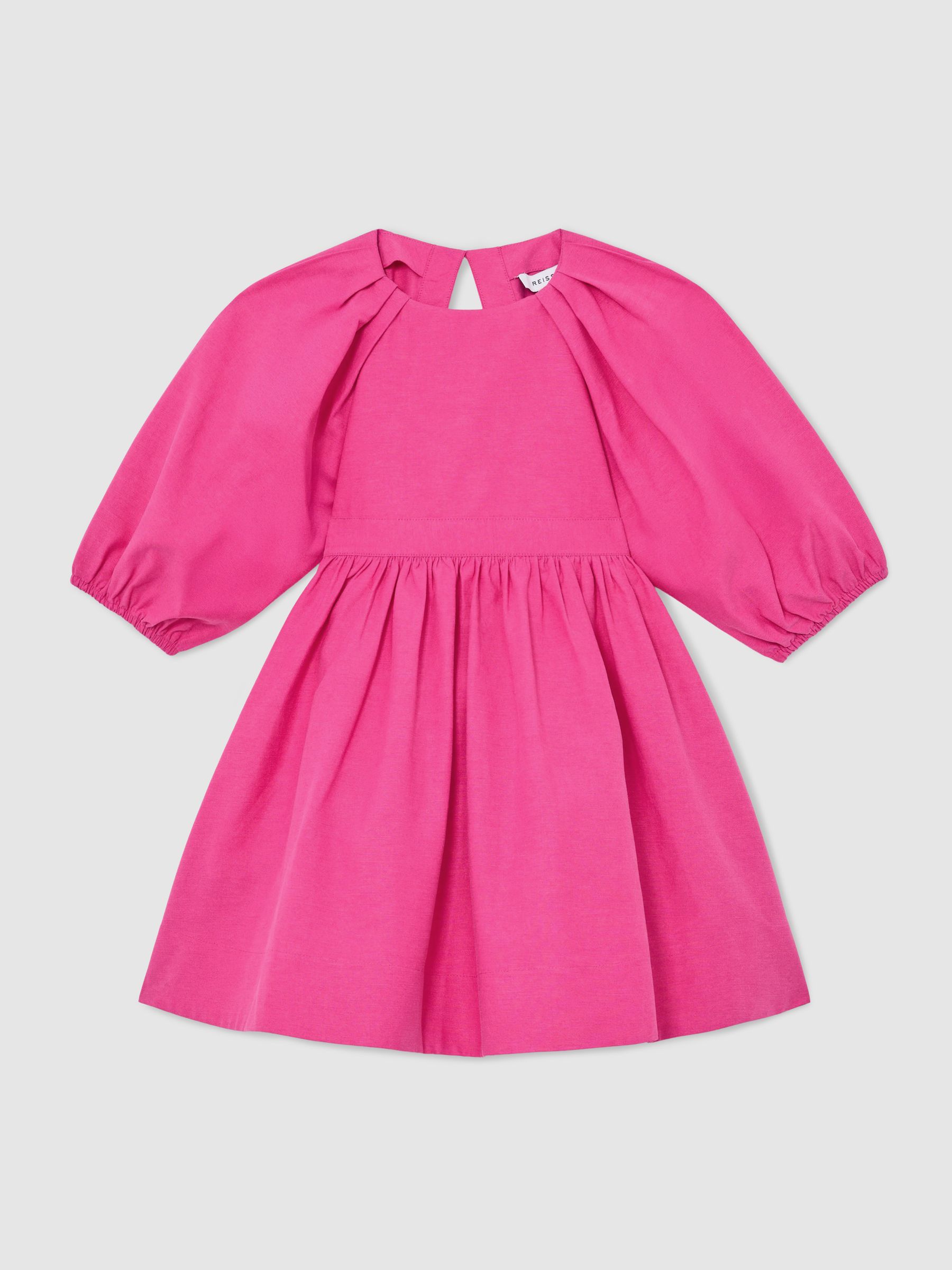 h&m pink puff sleeve dress Women's Light pink Puff-sleeved dress